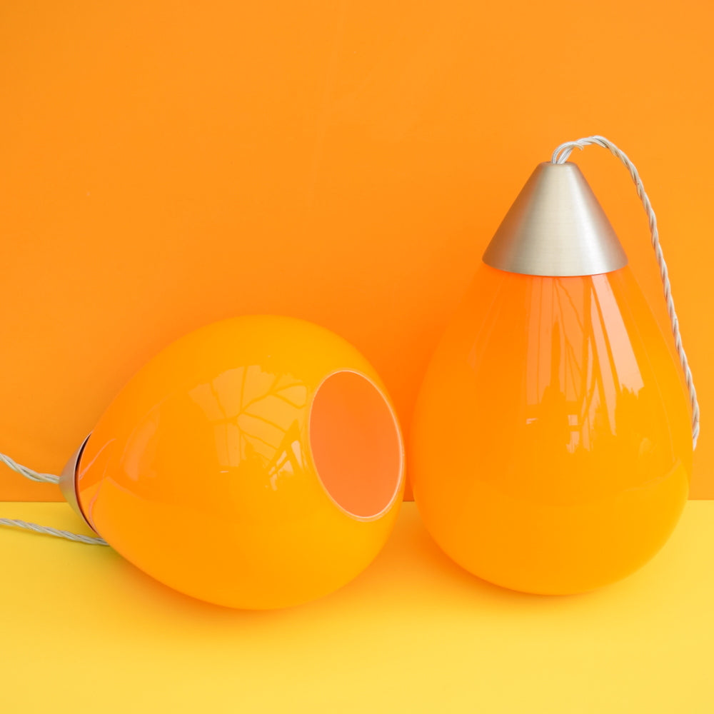 Vintage 1960s Cased Glass Light Fitting - Italian - Orange