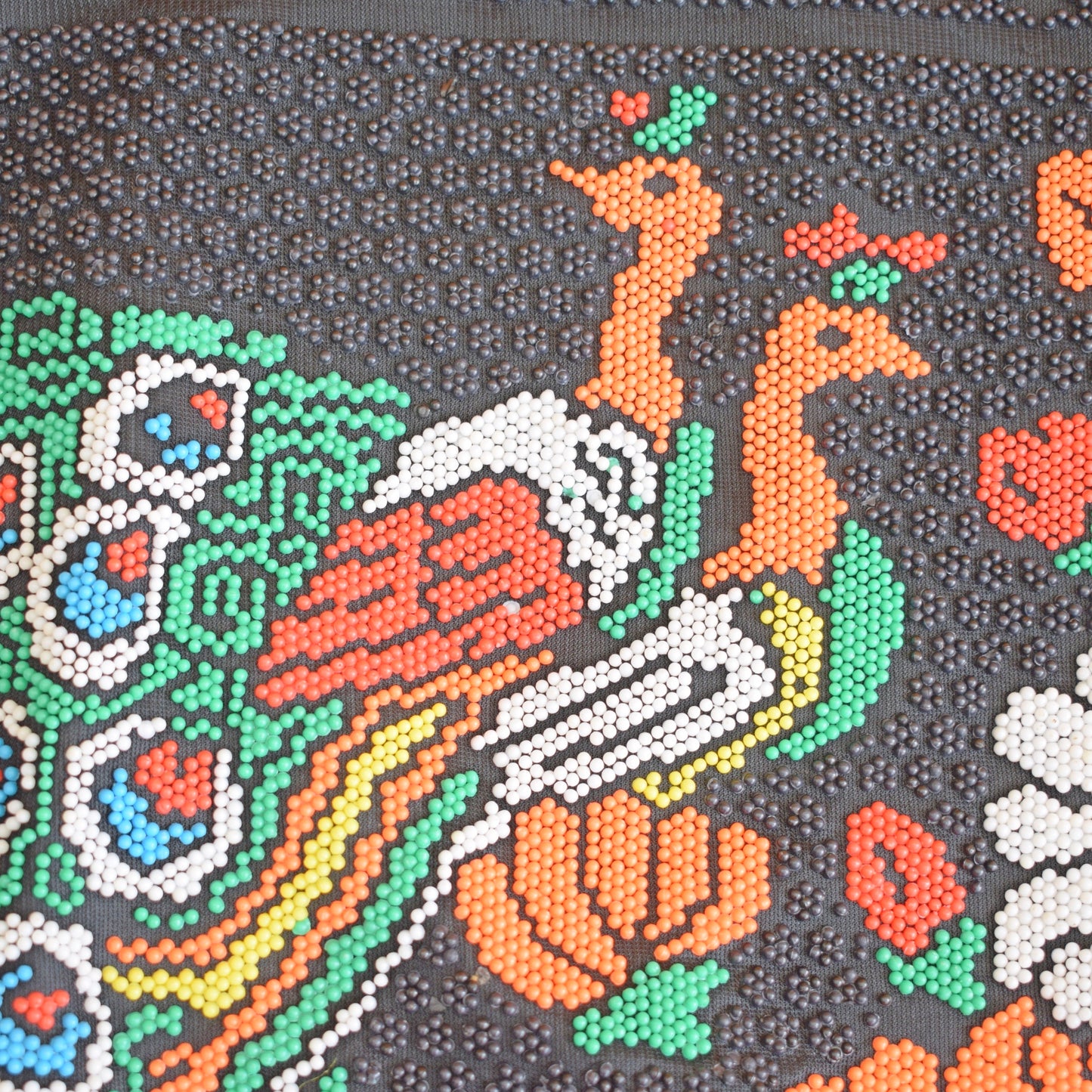 Vintage 1970s Beaded Souvenir Hoop Handbag - Peacocks by Vintage