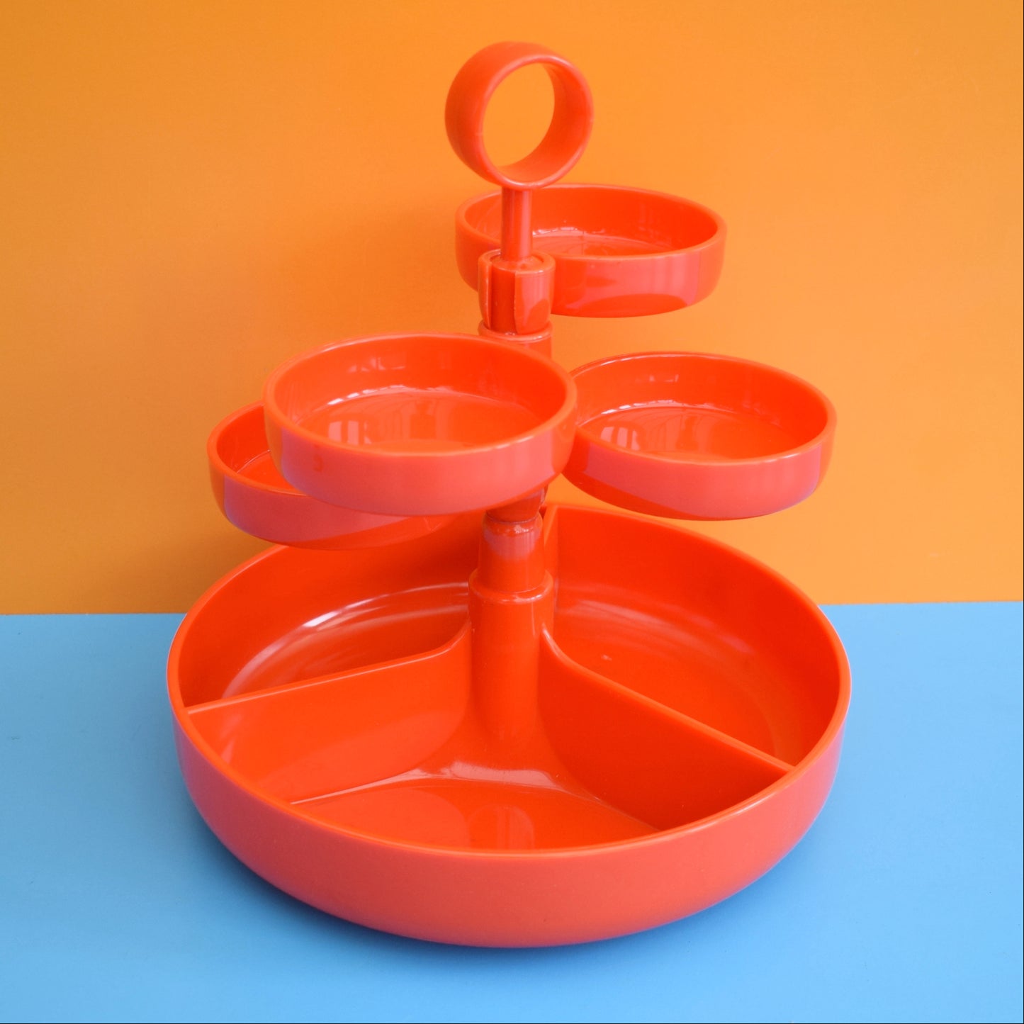Vintage 1970s Plastic Party Snack Set - Boxed - Orange