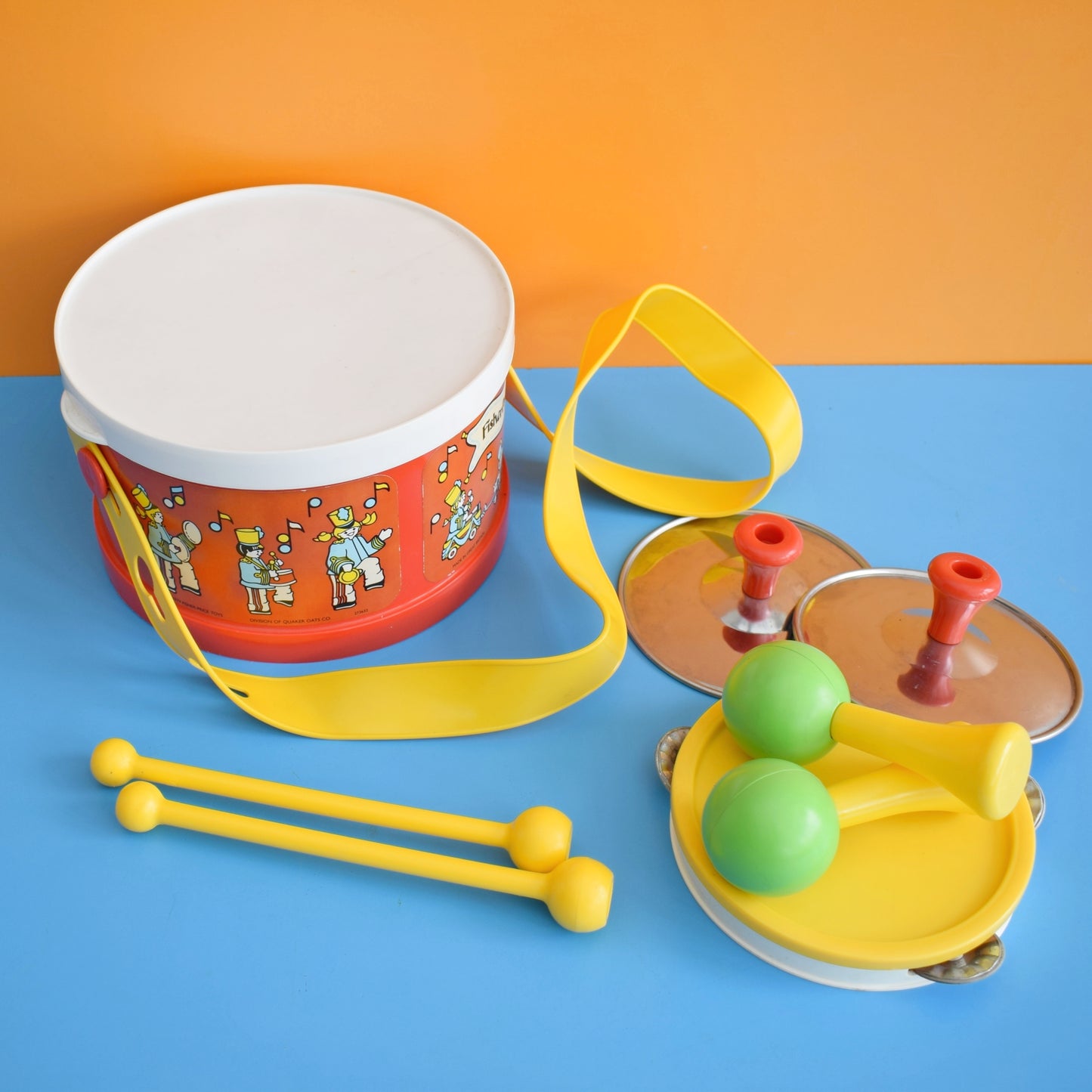 Vintage 1970s Plastic Fisher Price Drum Set by Pineapple Retro