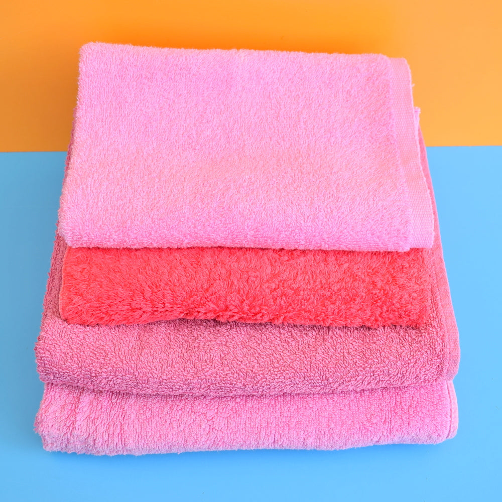 Vintage 1960s Cotton Hand Towel Stack - Pink