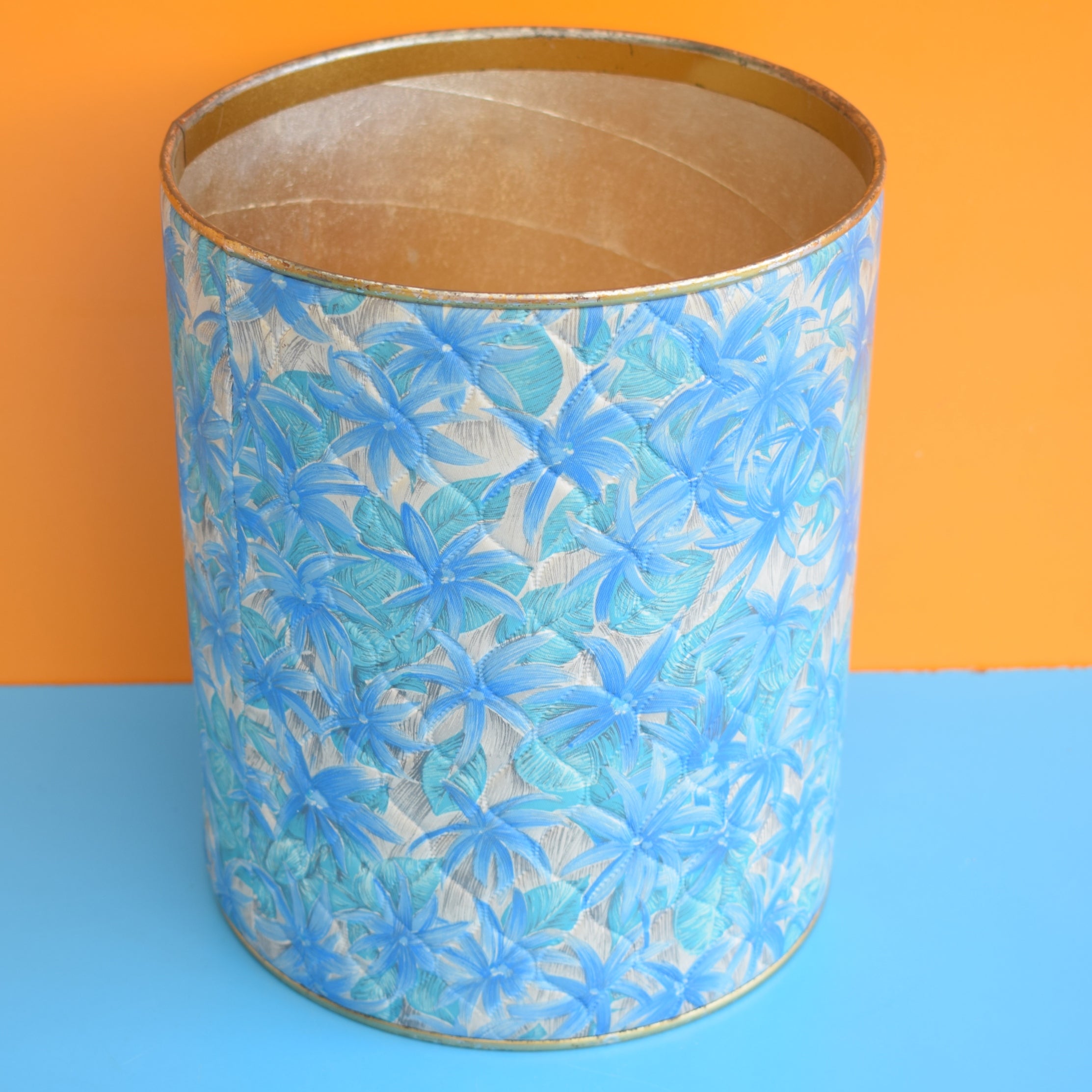 Vintage 1960s Quilted Waste Paper Bin – Pineapple Retro