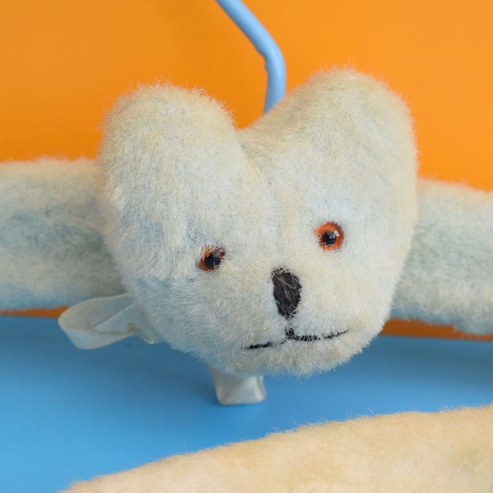 Vintage 1960s Bear Childs Clothes Hangers - Blue & Yellow