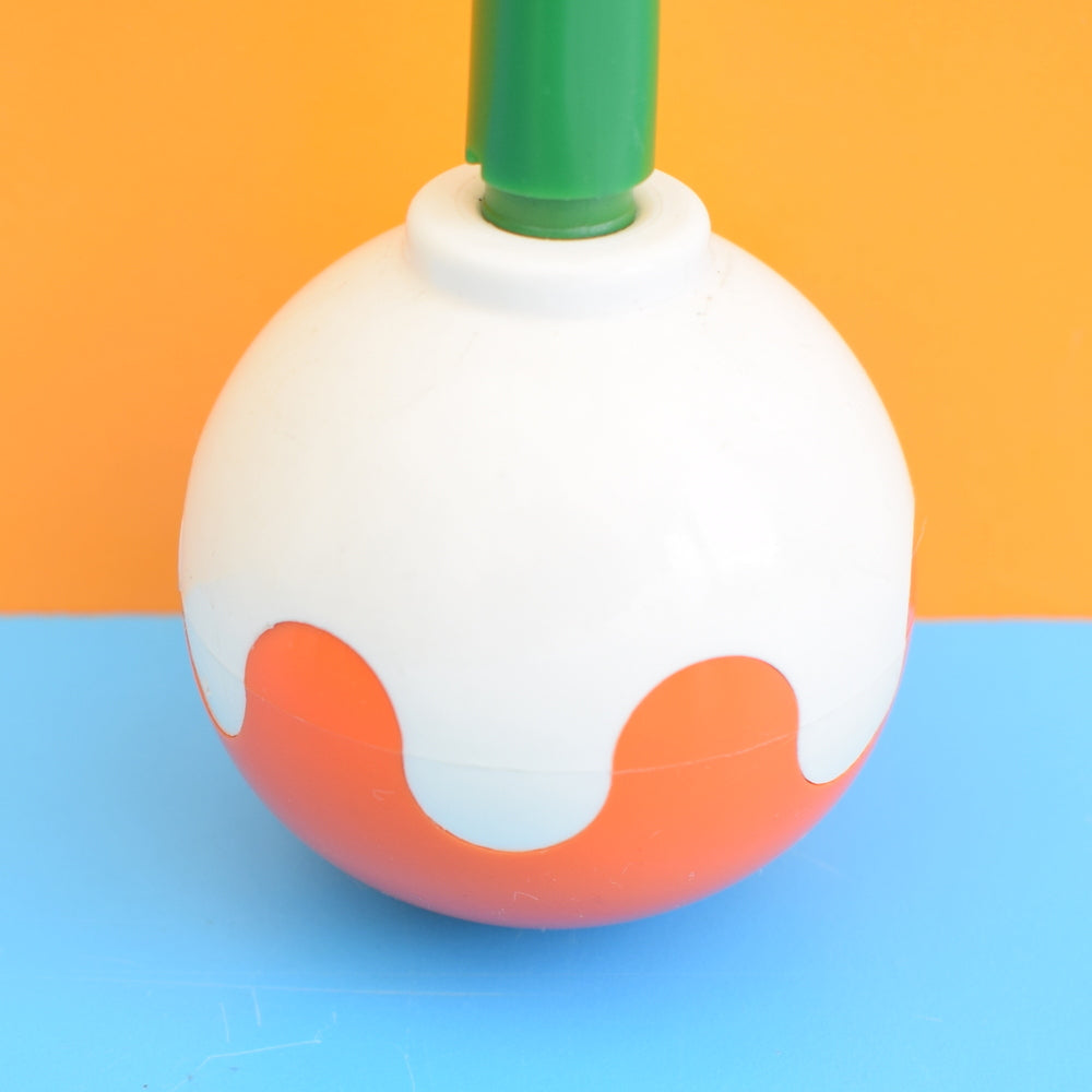 Vintage 1960s Plastic Pen Holder - Orange / White
