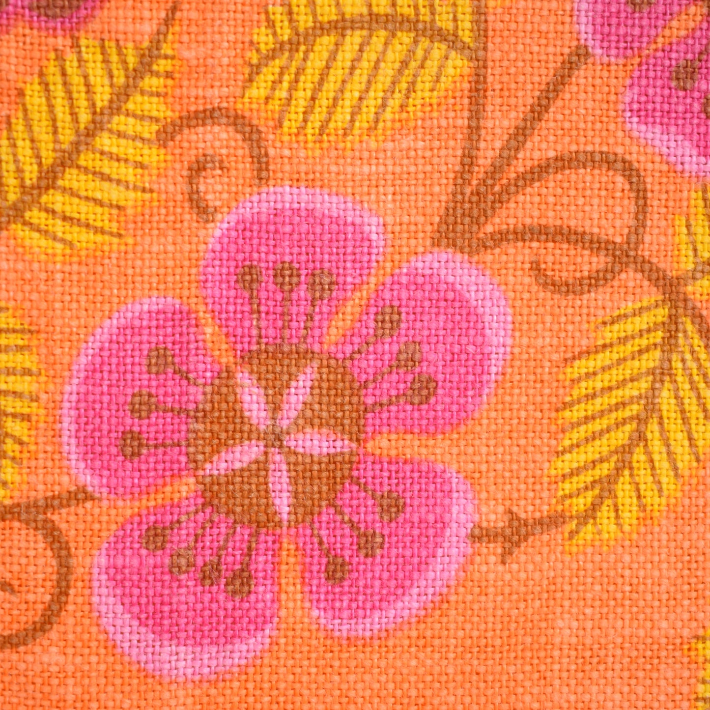 Vintage 1960s Linen Placemats x6 - Pink & Orange by Pineapple Retro