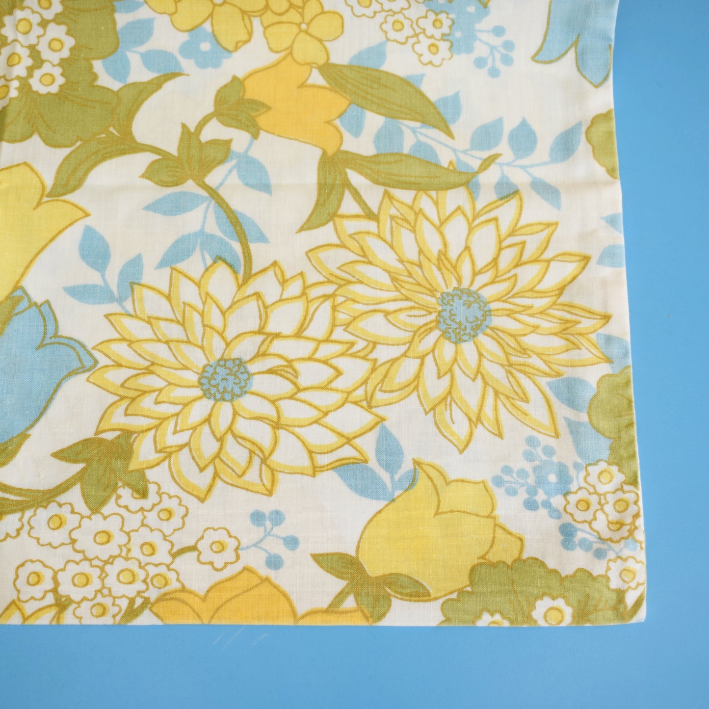 Vintage 1960s Pillowcases - Olive & Blue by Vintage