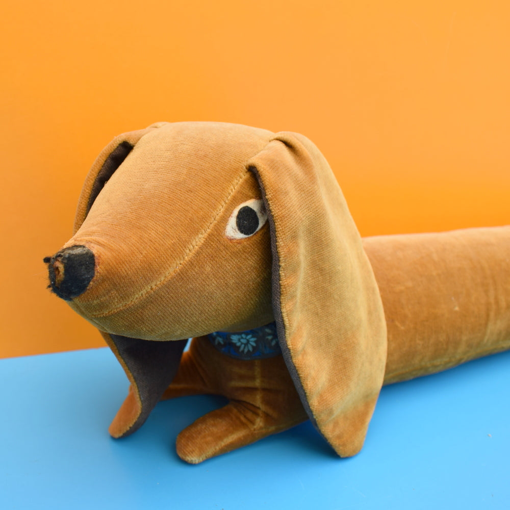 Vintage 1970s Velvet Sausage Dog Draught Excluder