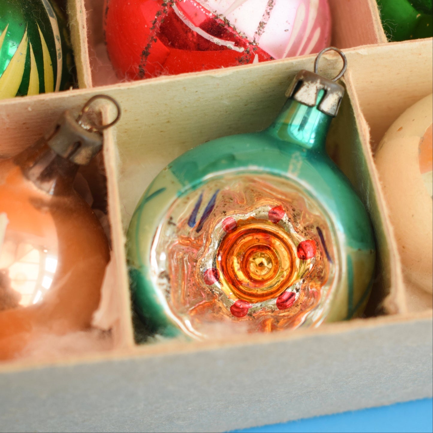 Vintage 1960s Glass Christmas Baubles - 12 Small .