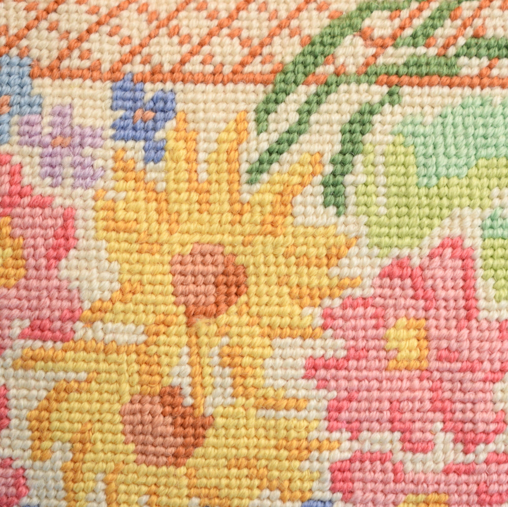 Vintage 1960s Small Tapestry Cushion - Pretty Floral