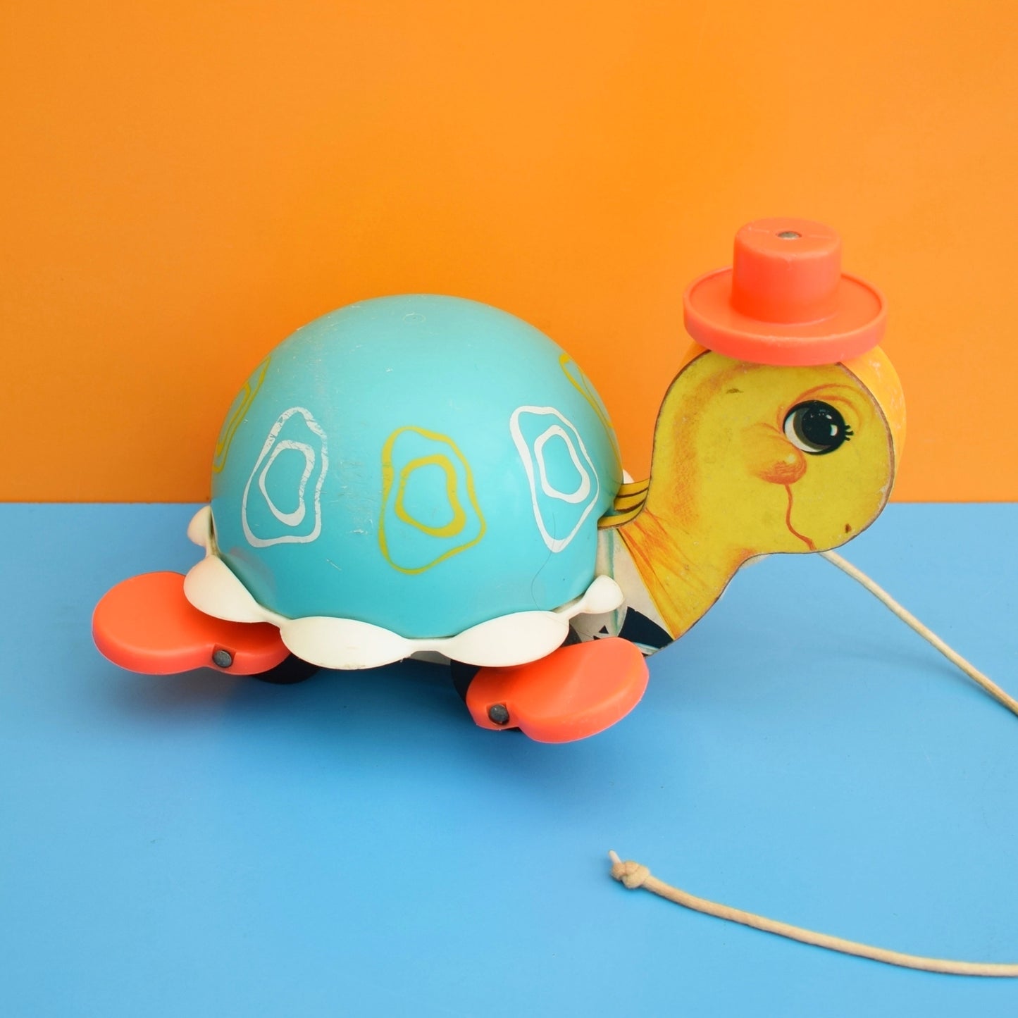 Vintage 1960s Fisher Price Tortoise Pull Along Toy by Pineapple Retro