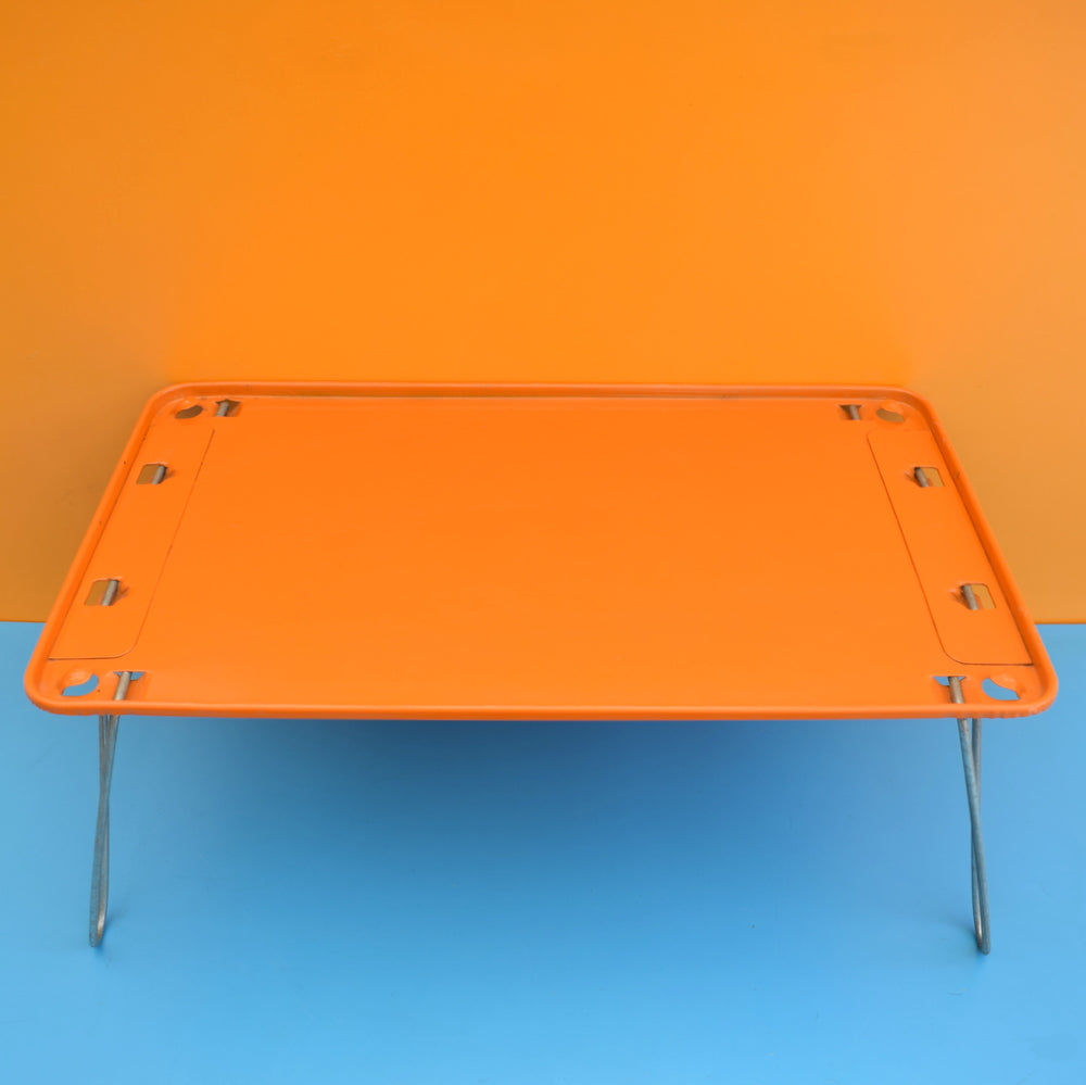 Vintage 1970s Folding Low Table - Metal - Orange