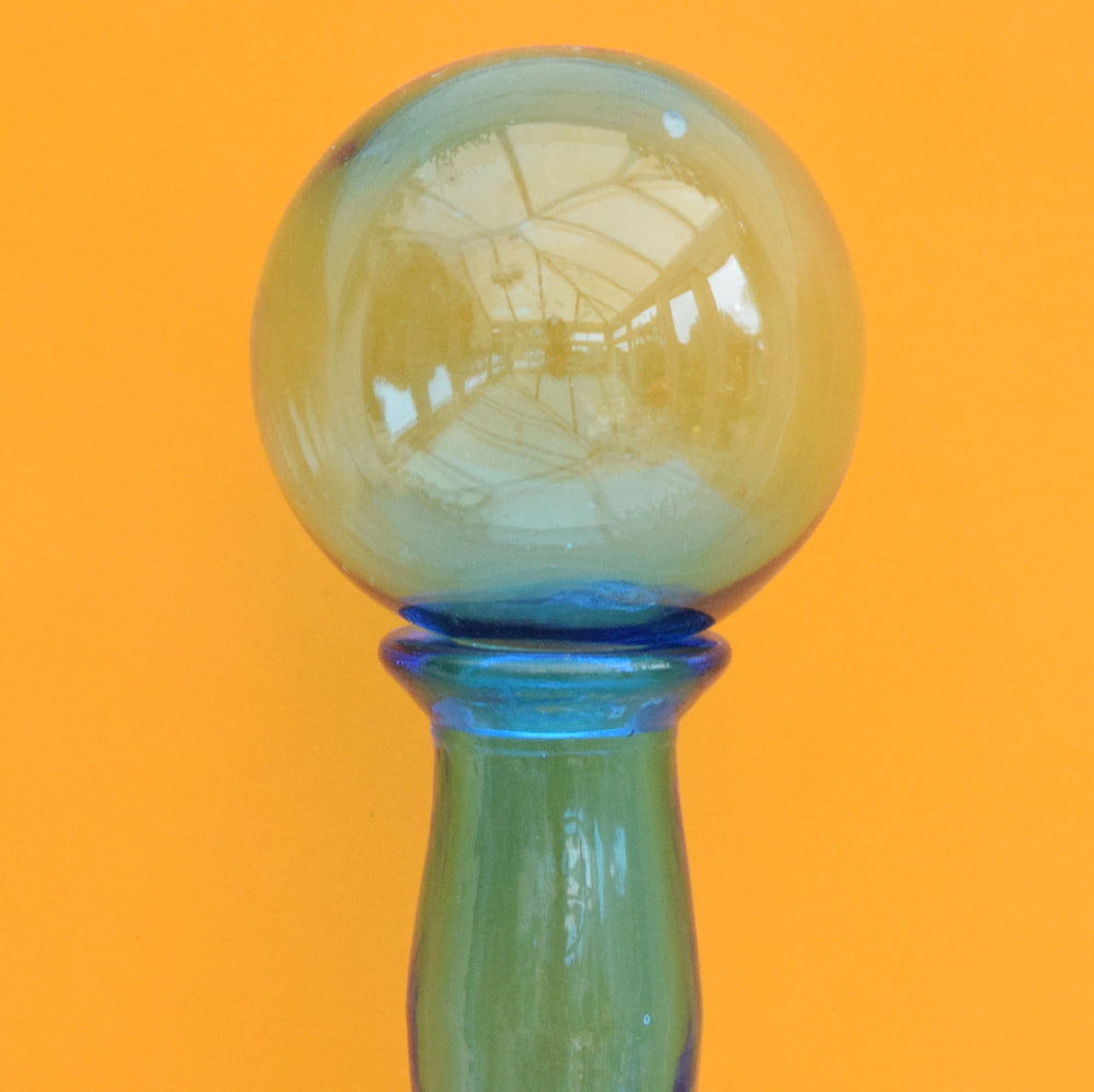 Vintage 1960s Italian Glass Genie Bottle - Turquoise