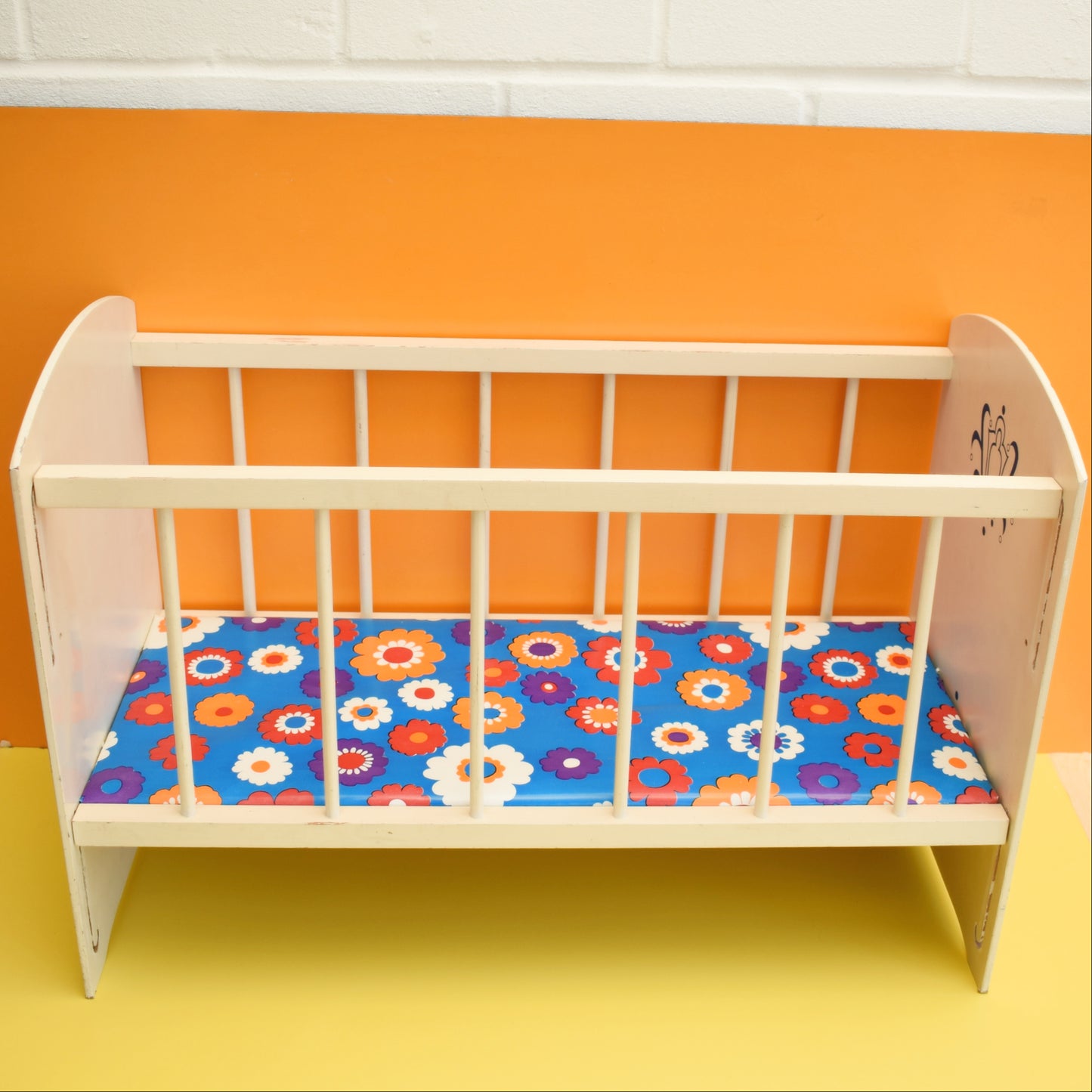 Vintage 1960s Dolls Cot - Flower Power Mattress