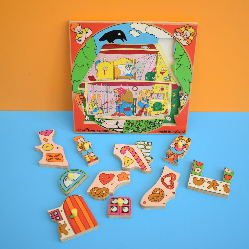 Vintage 1980s Wooden Jigsaw Puzzle - Hansel & Gretel