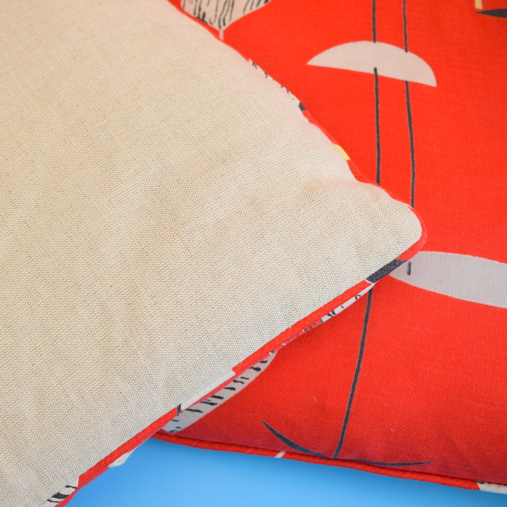 Vintage 1950s Cushions - Mobiles Fabric - Marion Mahler (Original)