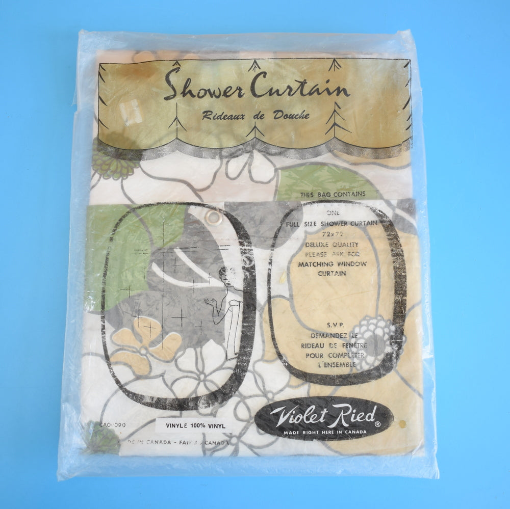 Vintage 1960s Shower Curtain - Unused- Flower Power