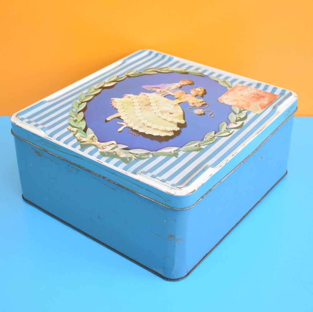 Vintage 1960s Kitsch Metal Tin - Collage Design