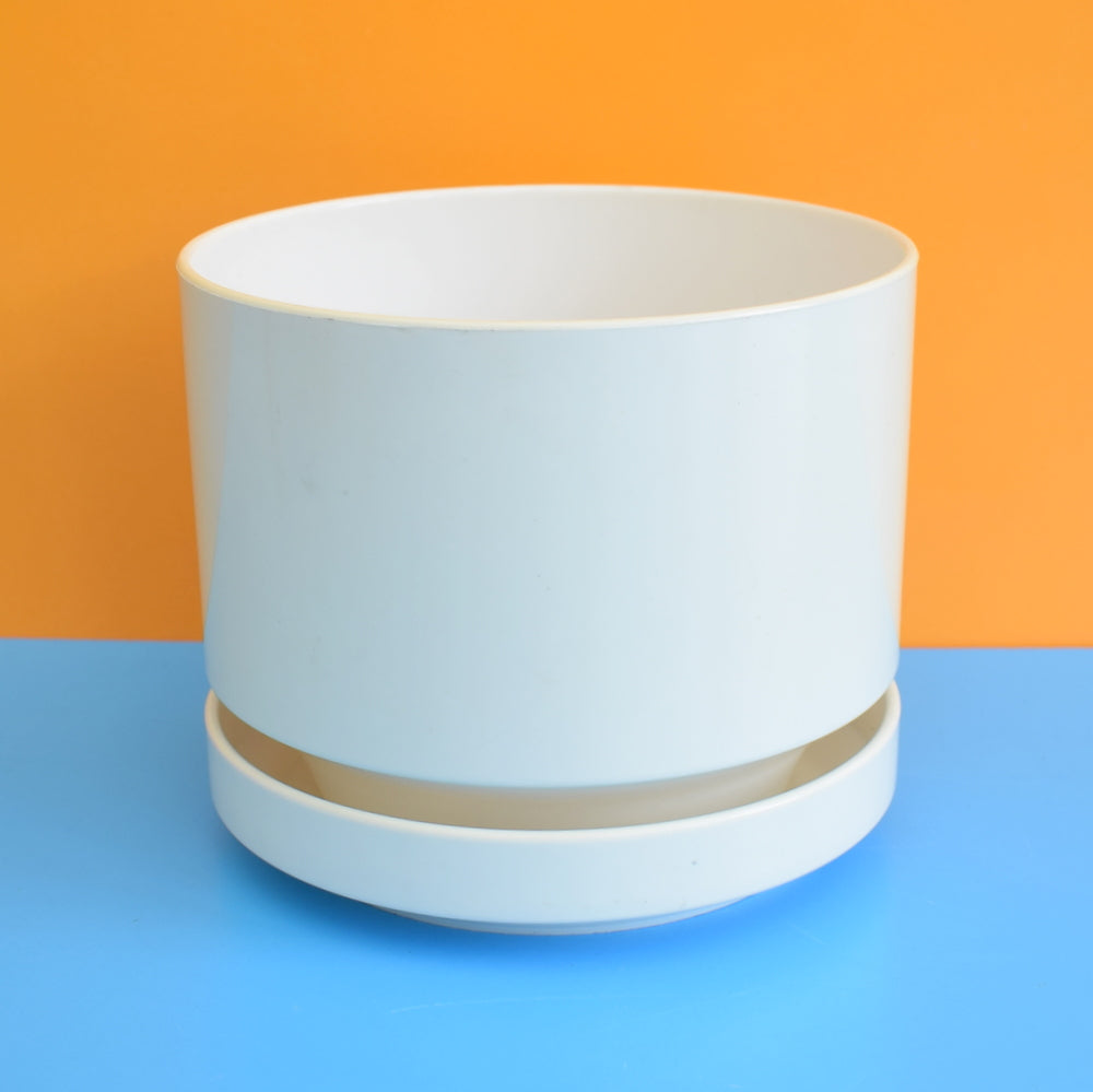 Vintage 1960s Plastic Plant Pot - Cream/ White