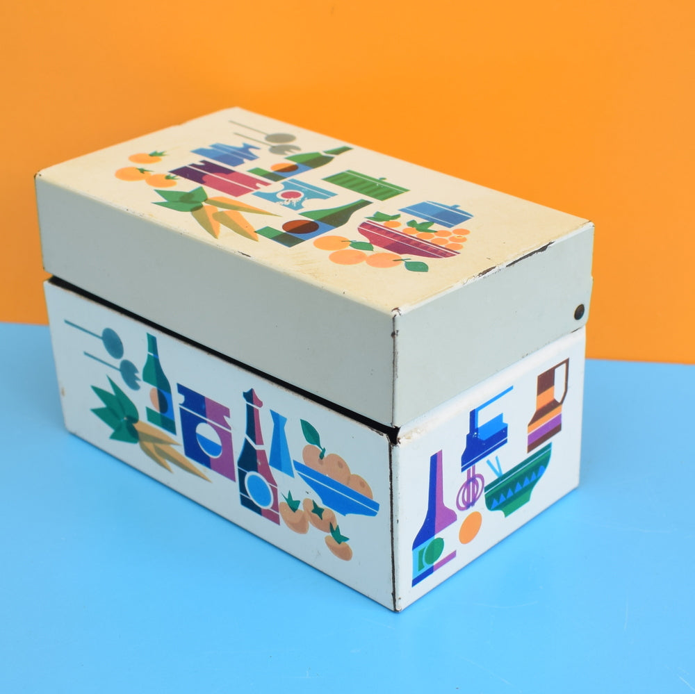 Vintage 1960s Recipe Card Tin / Storage Box - Kitchen Bits