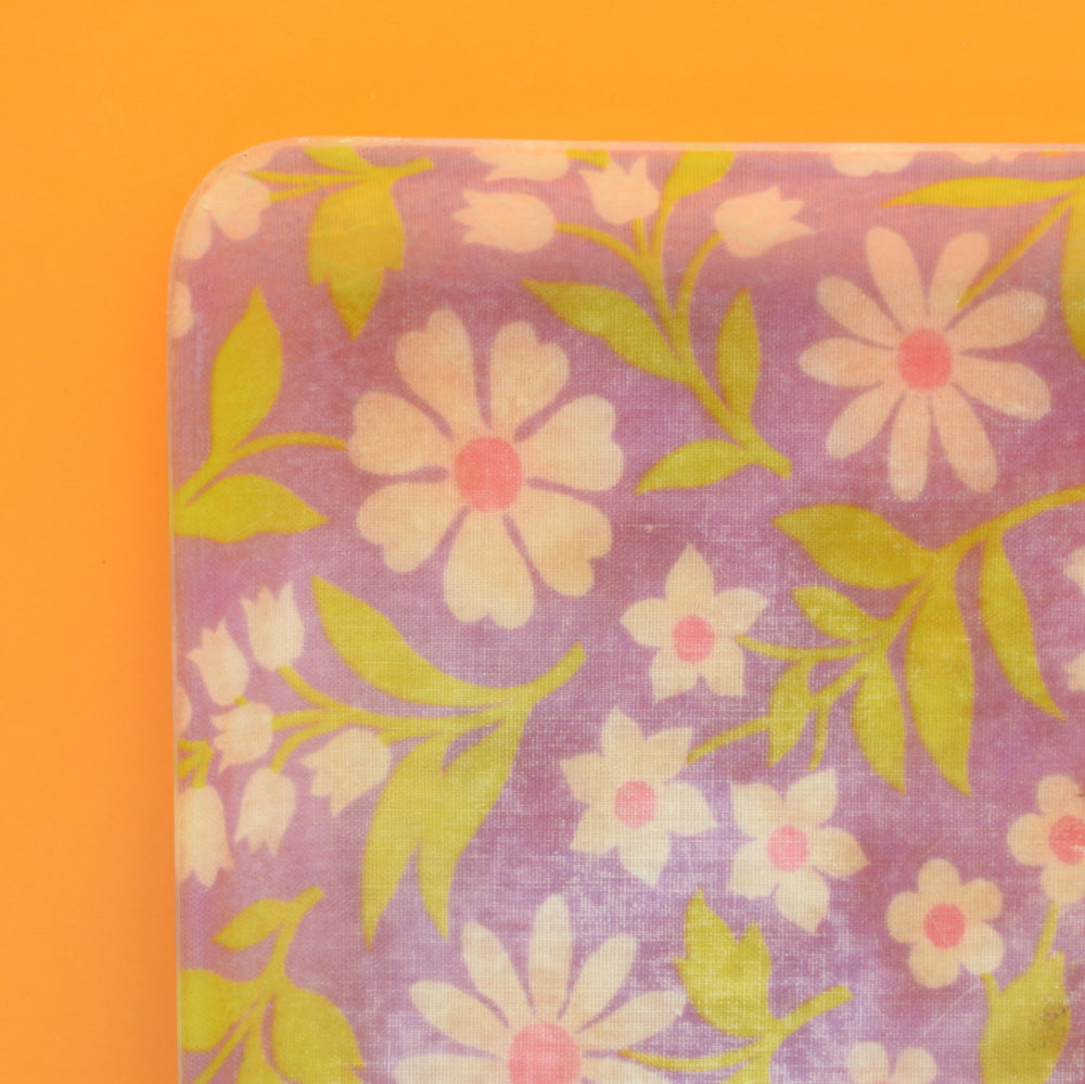 Vintage 1960s fibreglass Small Tray - Flower Power Design - Lilac by Vintage