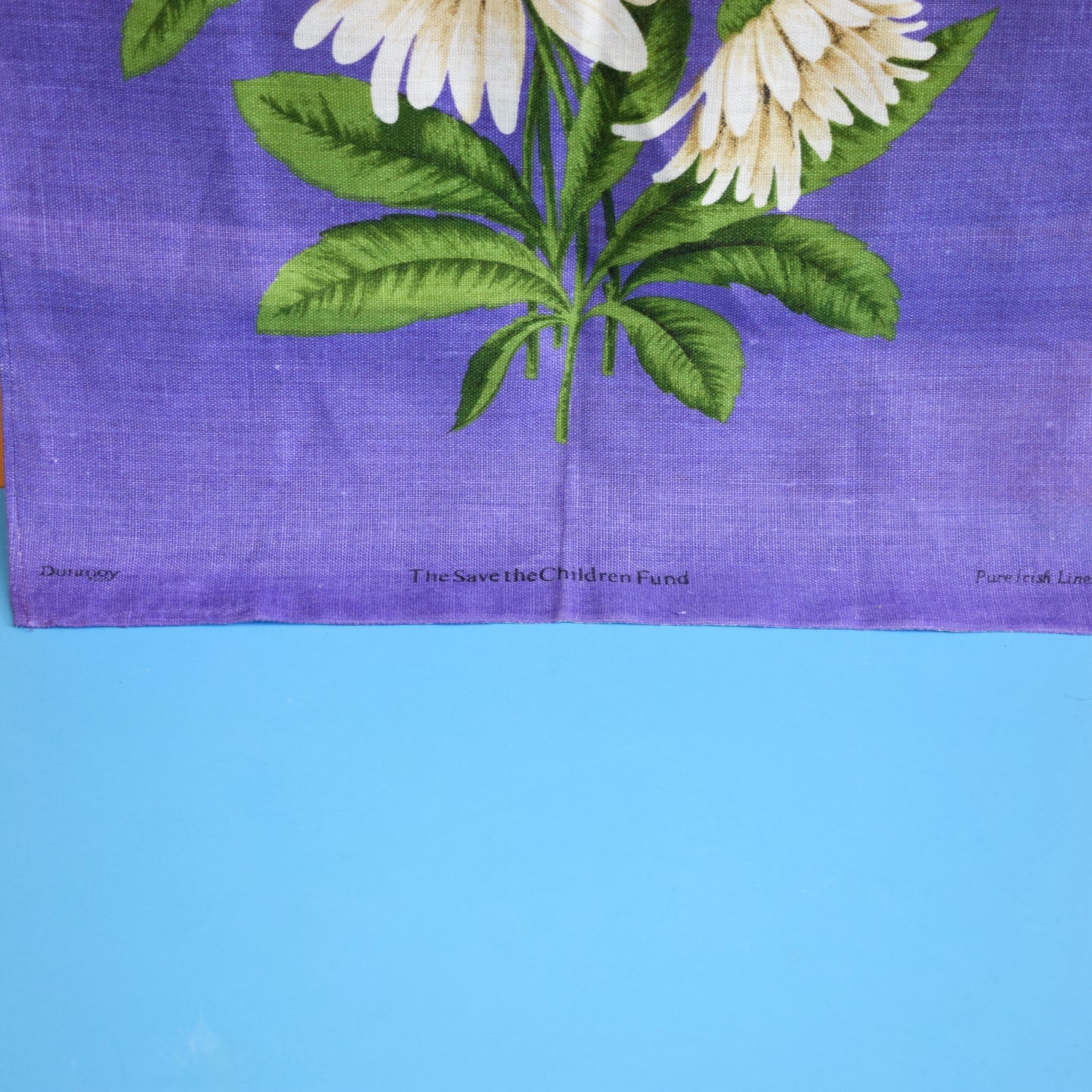 Vintage 1970s Tea Towel - Purple Daisy by Vintage