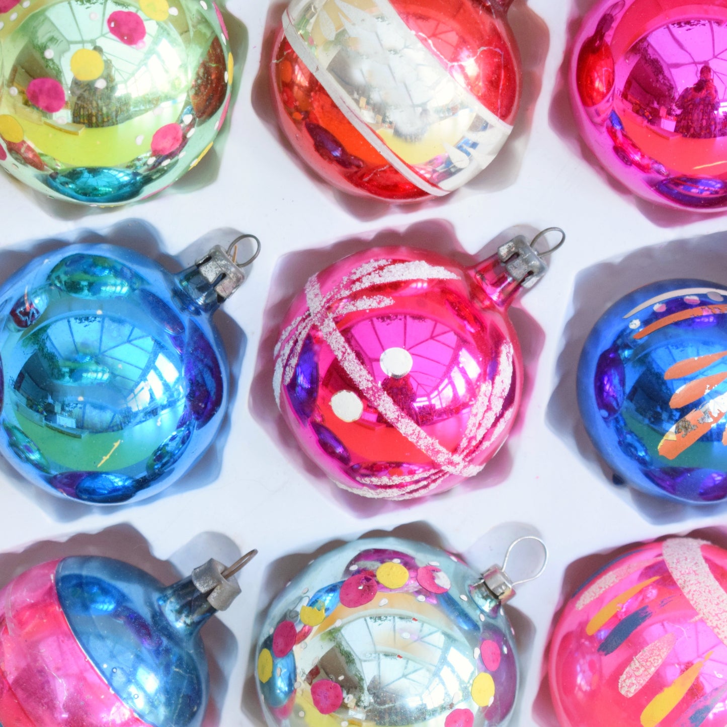 Vintage 1960s Glass Christmas Baubles - Medium 12 Mixed. by Pineapple Retro