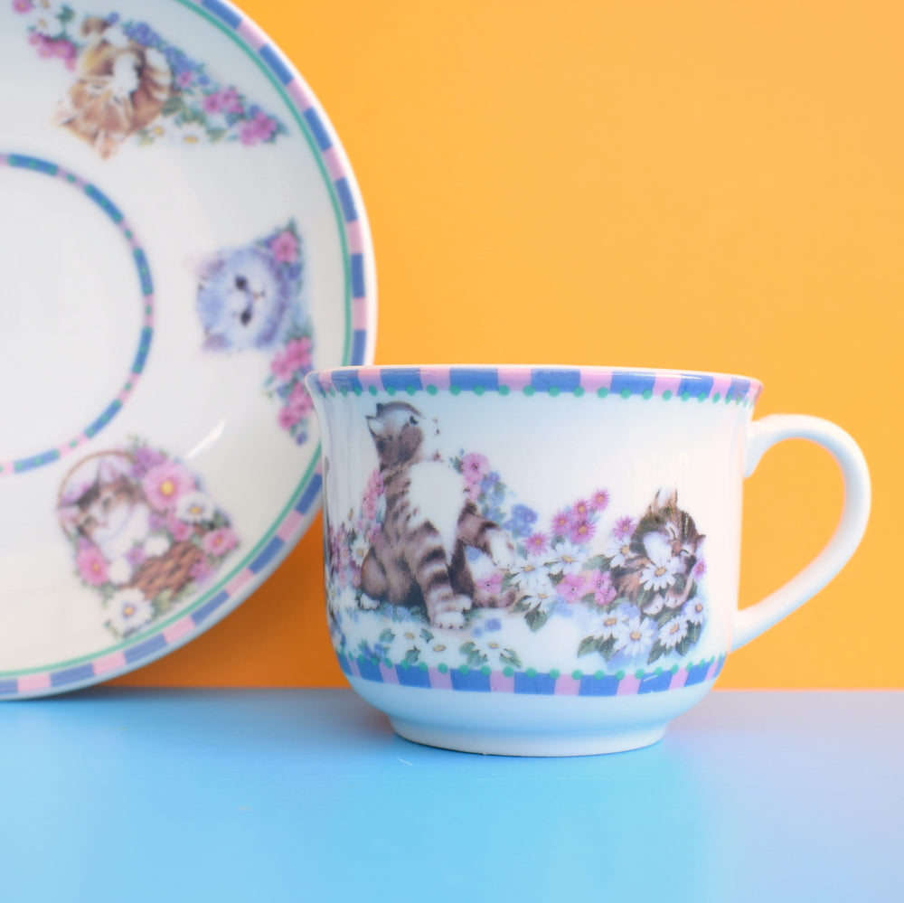 Vintage Kitsch Kitten Cup & Saucer - Humane Society