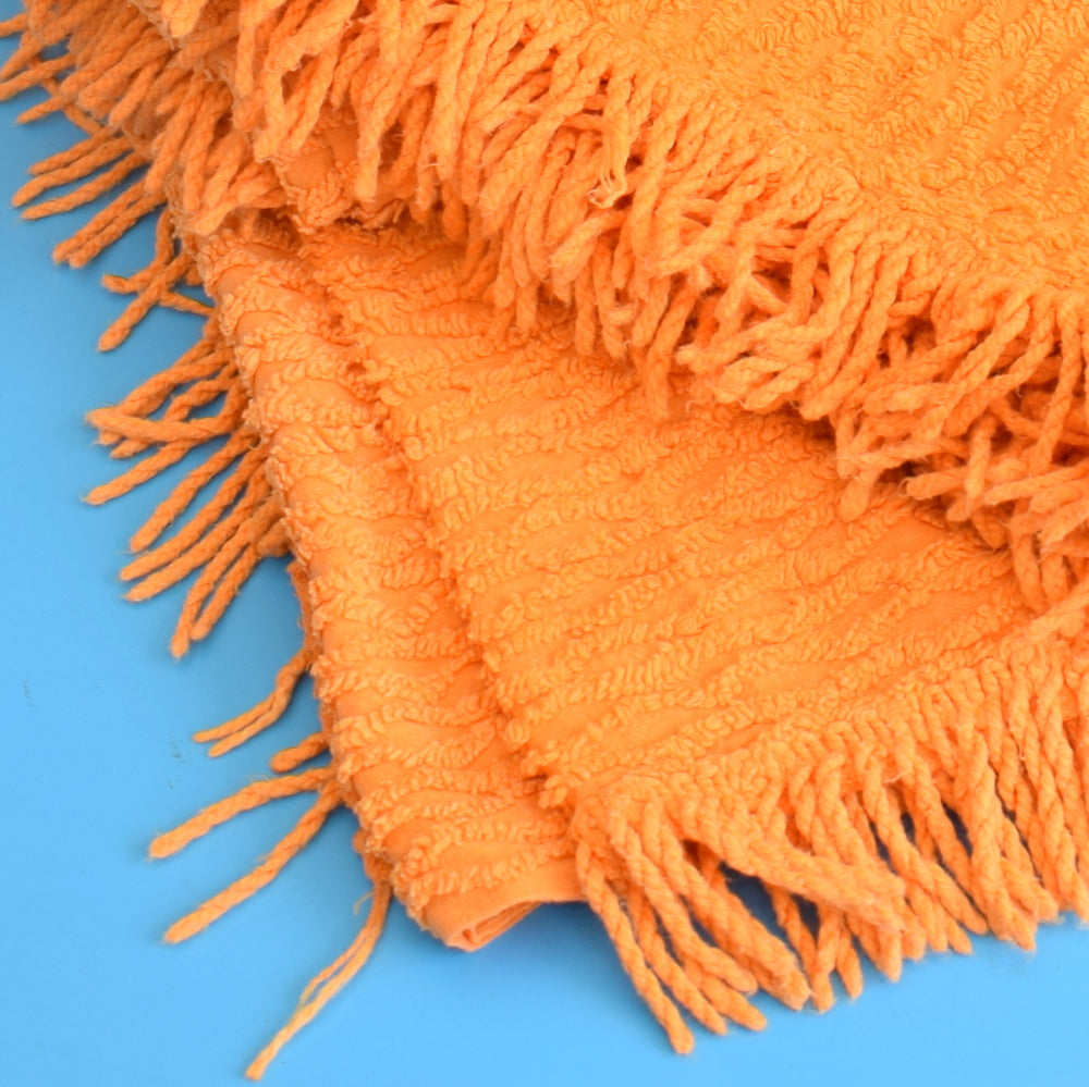 Vintage 1960s Double Bed Cover - Orange Candlewick Bedspread