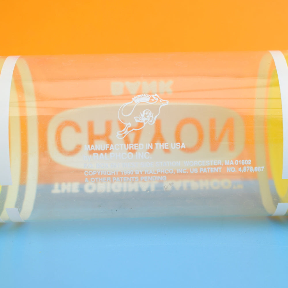 Vintage 1990s Ralphco Crayon Money Bank- Yellow