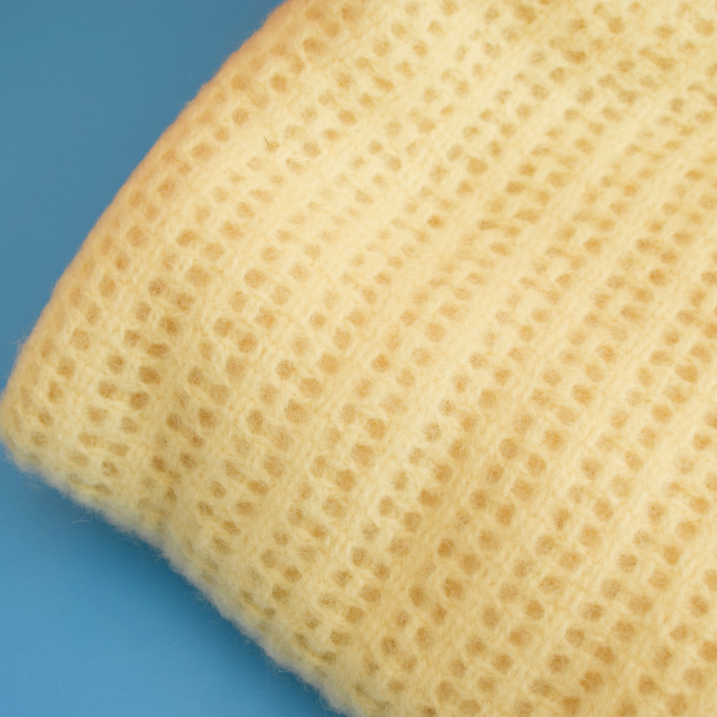 Vintage 1960s Cellular Blanket - Lemon Wool by Vintage