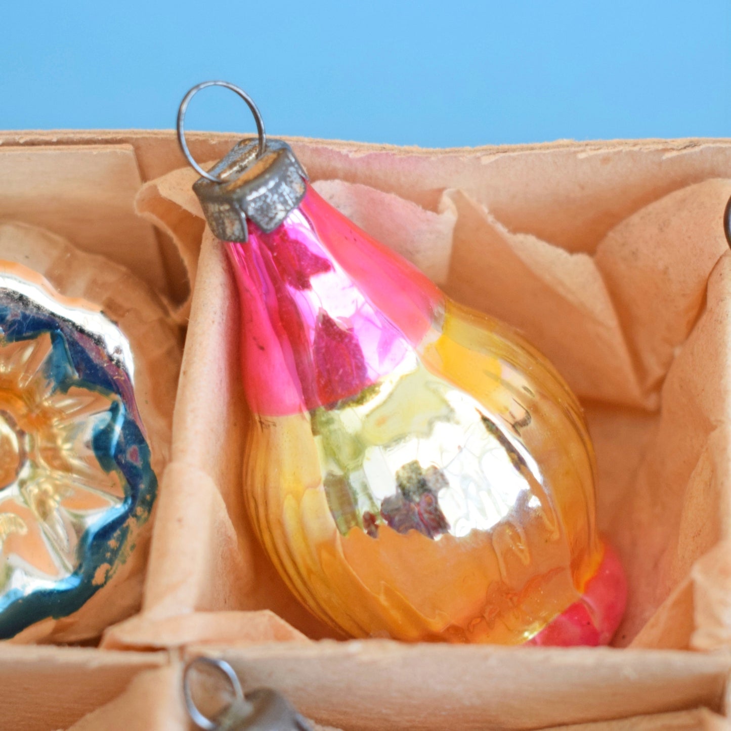 Vintage 1960s Glass Christmas Baubles - 12 Small .
