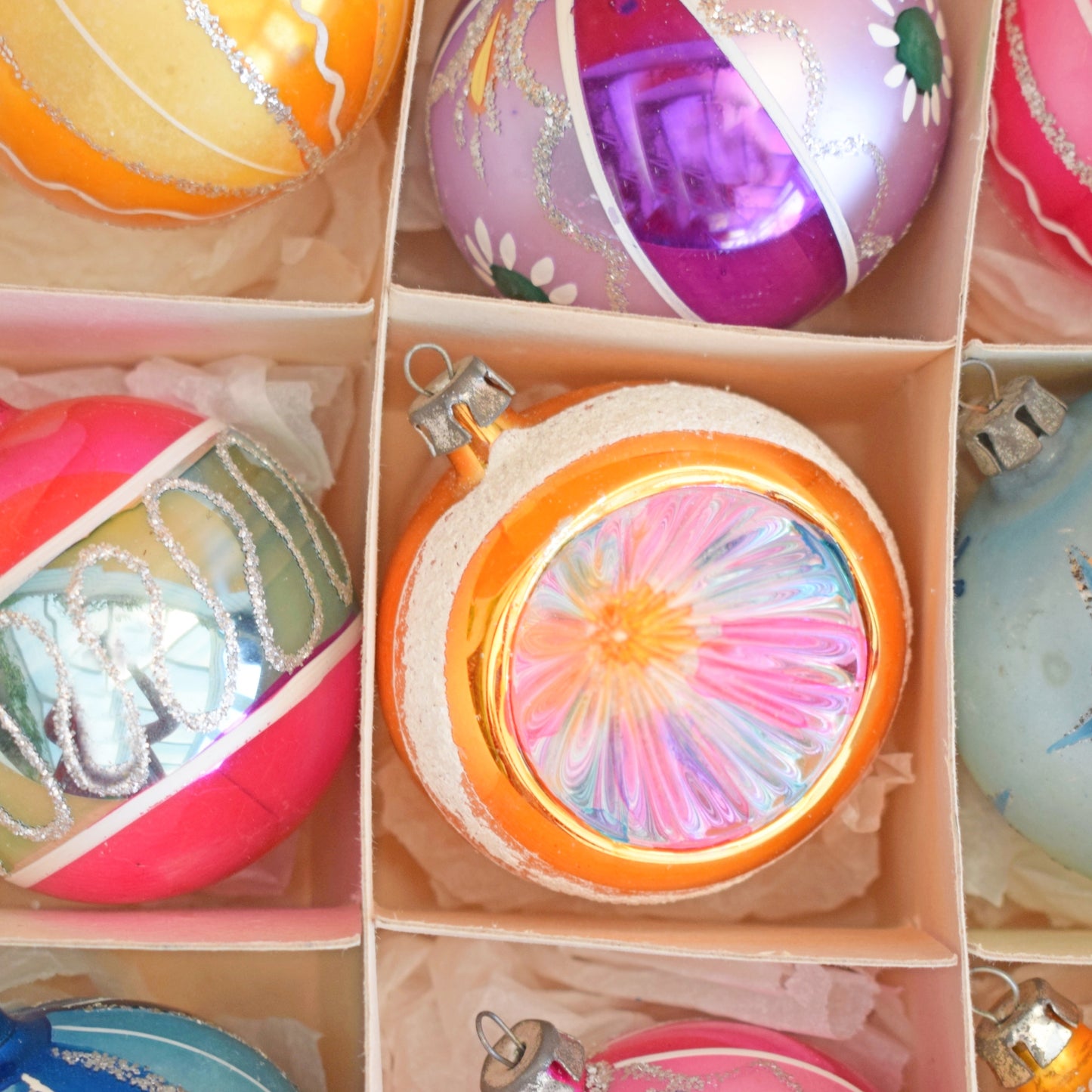 Vintage 1960s Glass Christmas Baubles - 12 Special