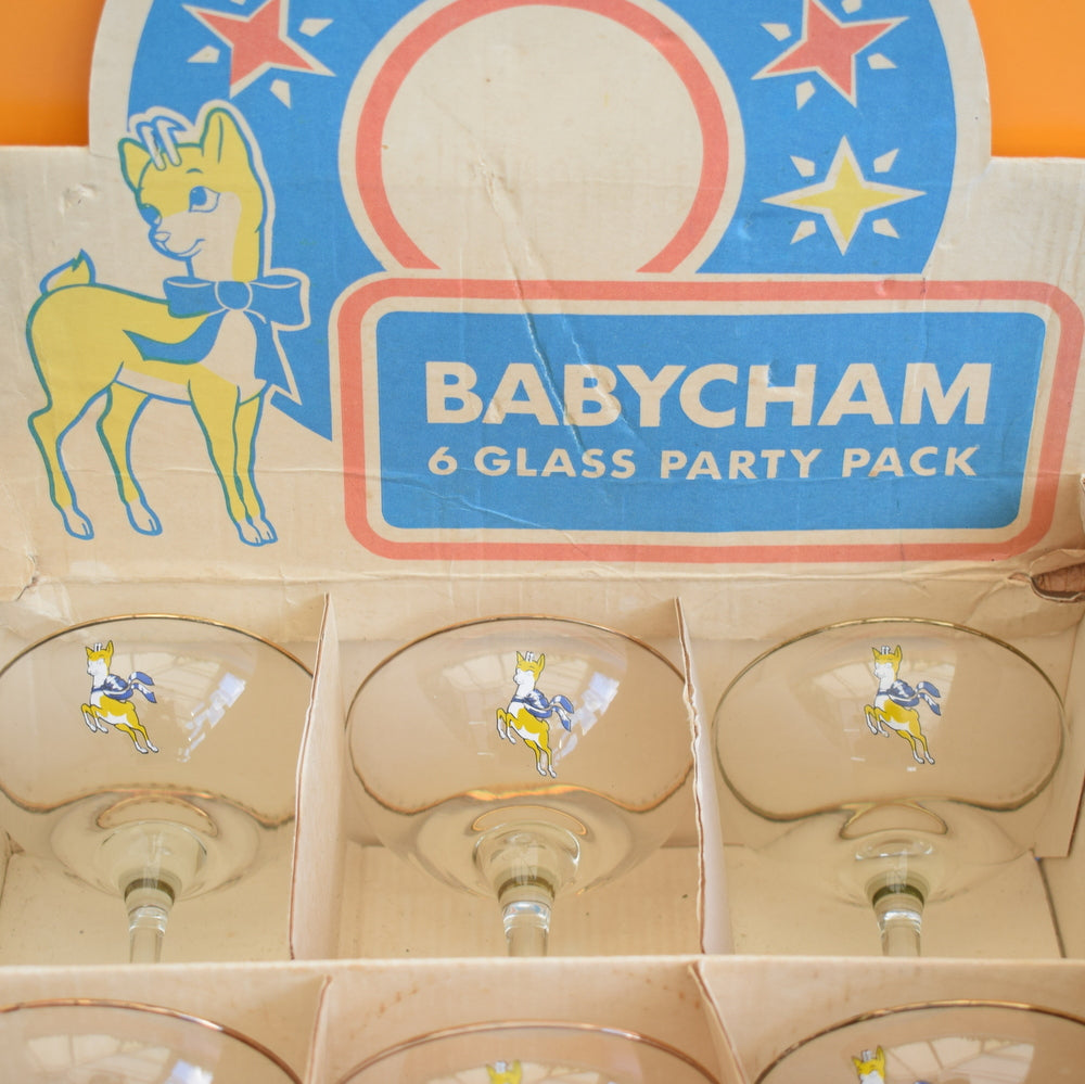 Vintage 1970s Babycham Glasses Boxed Party Set - Fab