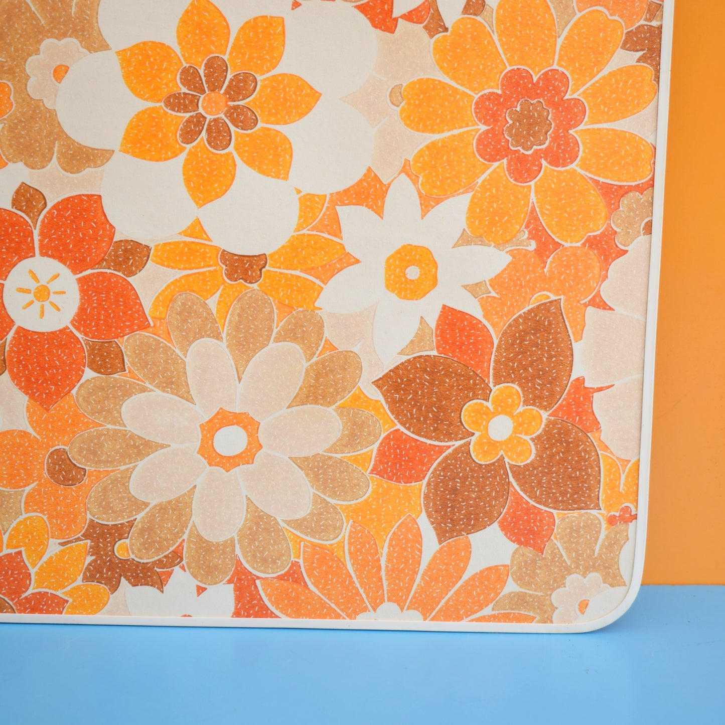 Vintage 1960s Low Table - Orange Flower Print by Vintage
