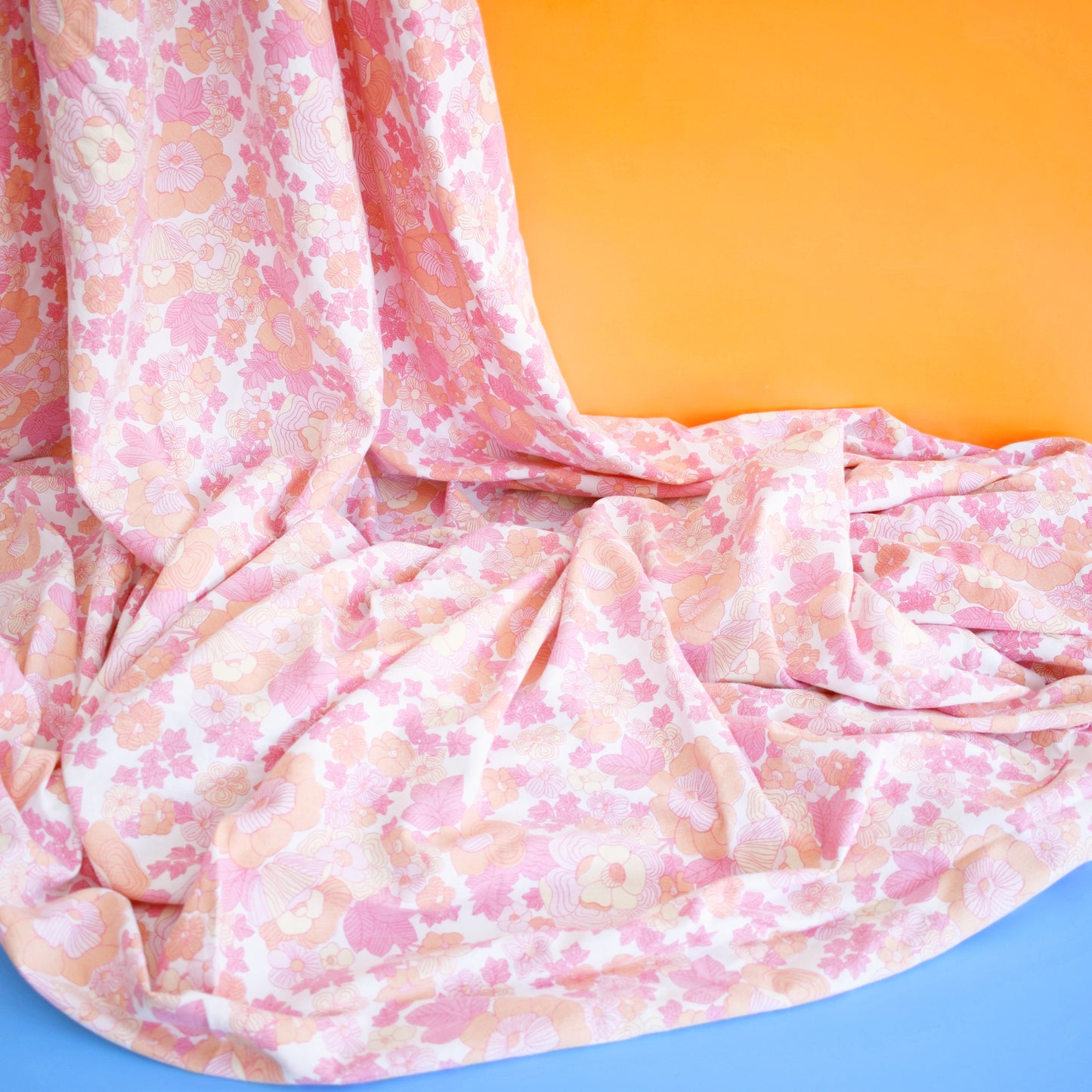 Vintage 1960s Double Sheet - Flower Power - Pink by Vintage