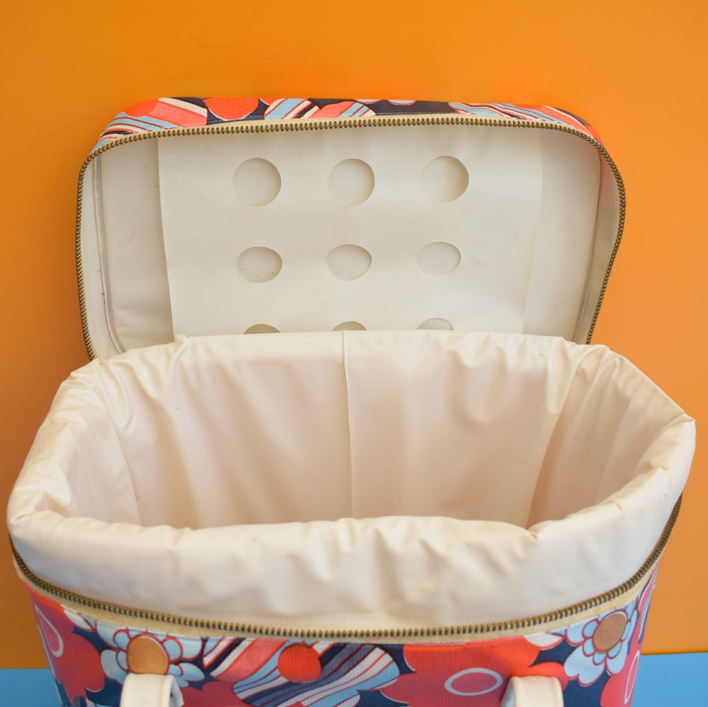 Vintage 1960s Vinyl Cool Bag - Blue & Red