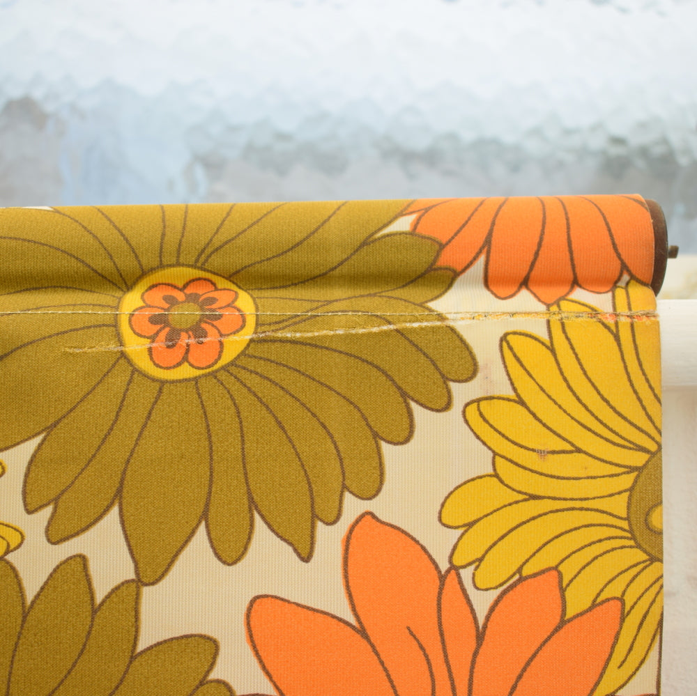 Vintage 1960s Large Roller Blind- Flower Power - Orange