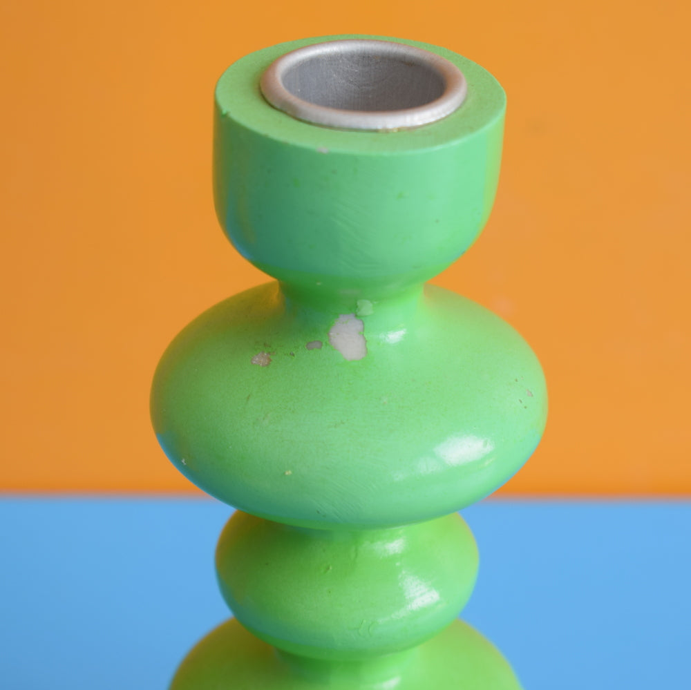 Vintage Bobbly Shaped Candle Holders - Orange & Green