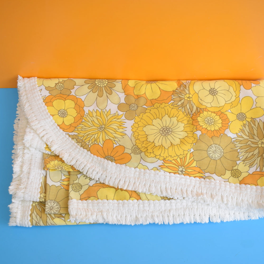 Vintage 1960s Bed Cover - M&S - Flower Power - Yellow
