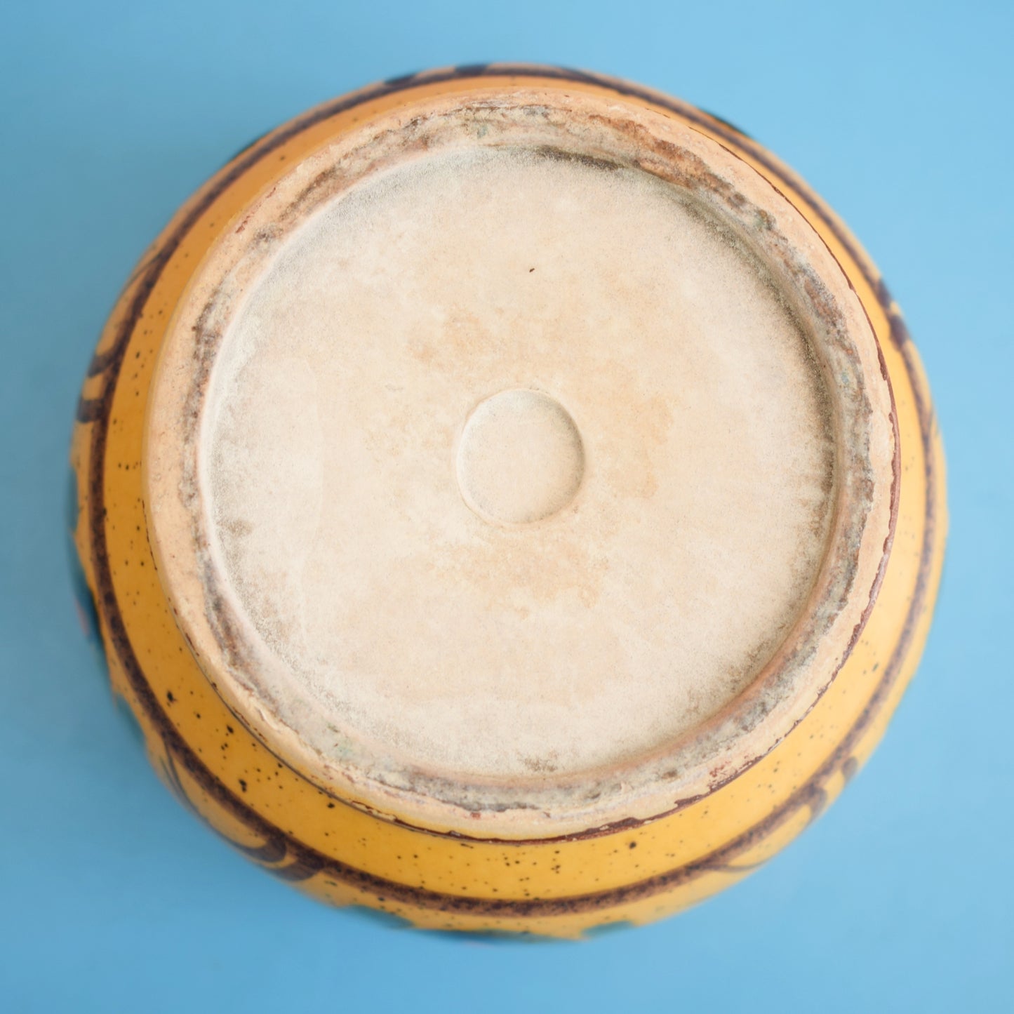 Vintage 1970s Ceramic Planter - Orange/ Yellow