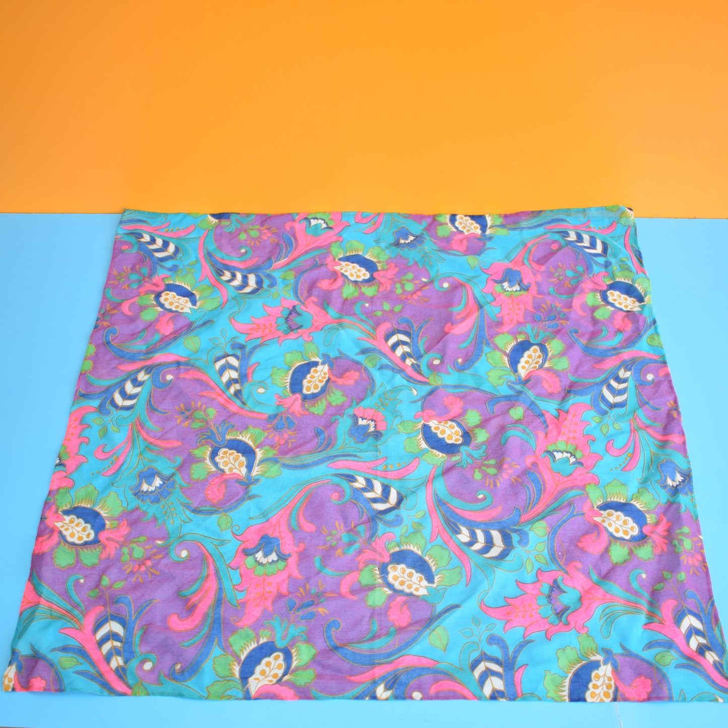 Vintage 1960s Psychedelic Scarf - Pink & Turq