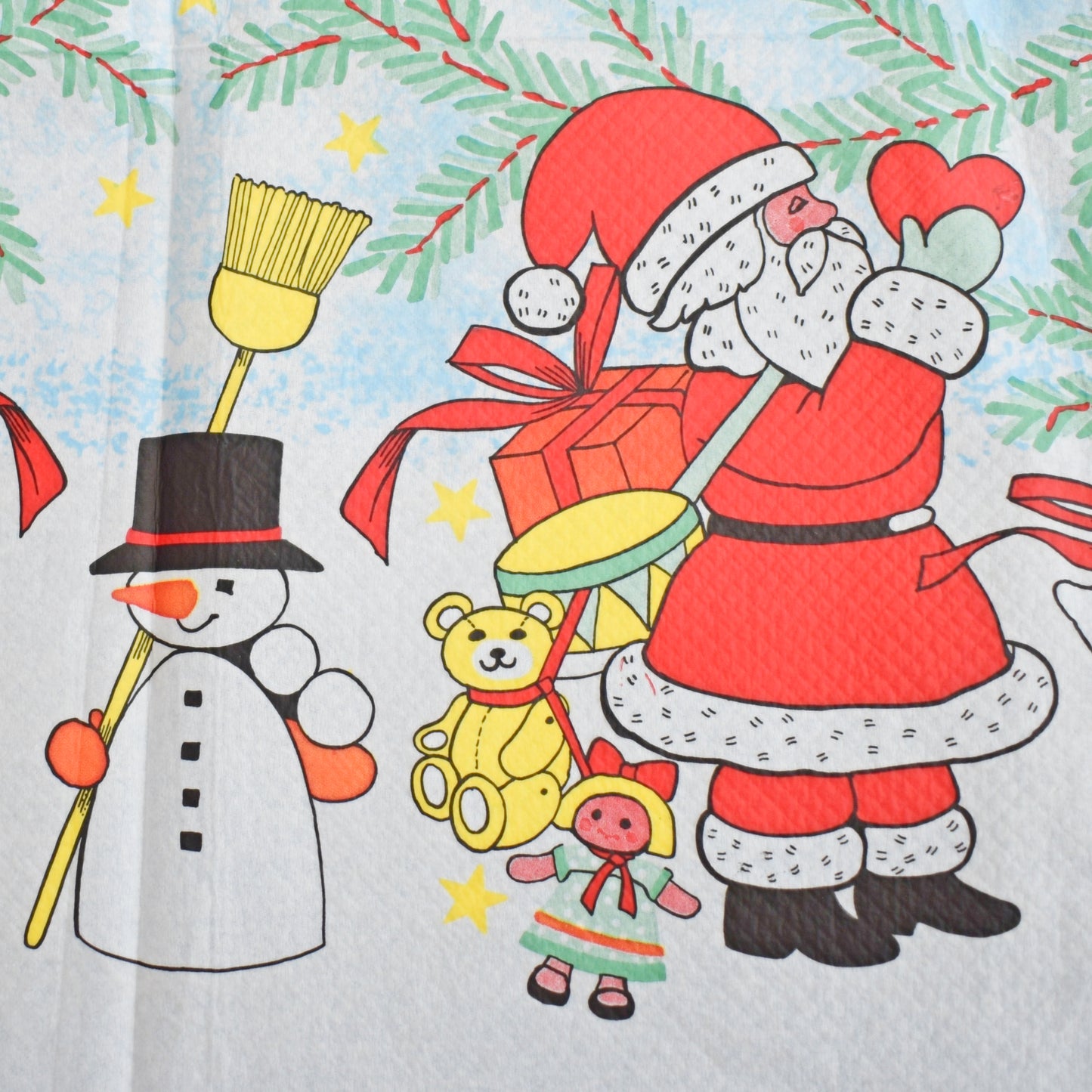 Vintage 1970s Kitsch Christmas Disposable Tablecloth & Napkins
