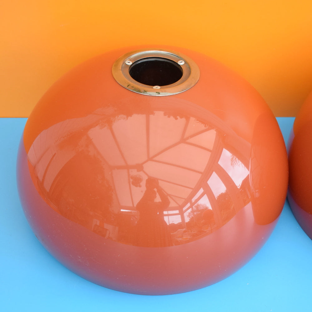 Vintage 1970s Mushroom Light Shade - Rusty Red