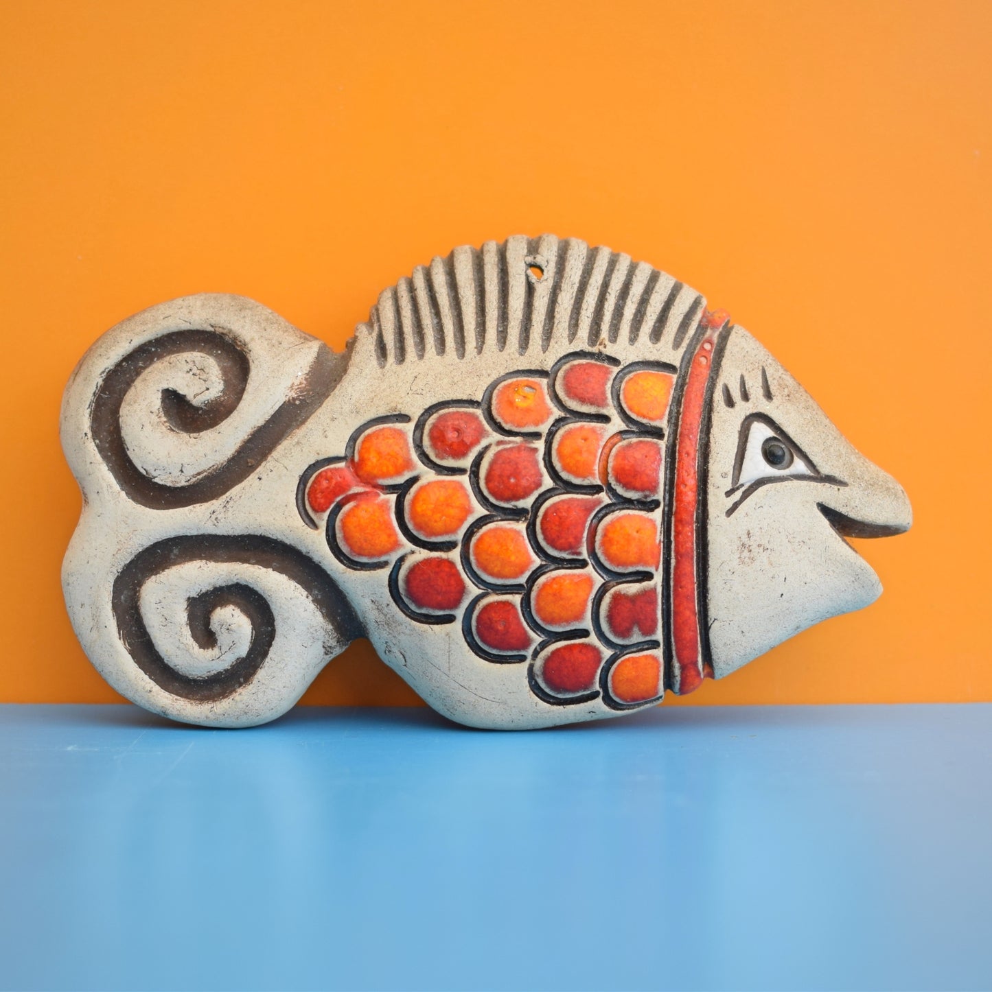 Vintage 1960s Stoneware Hanging Fish by Pineapple Retro
