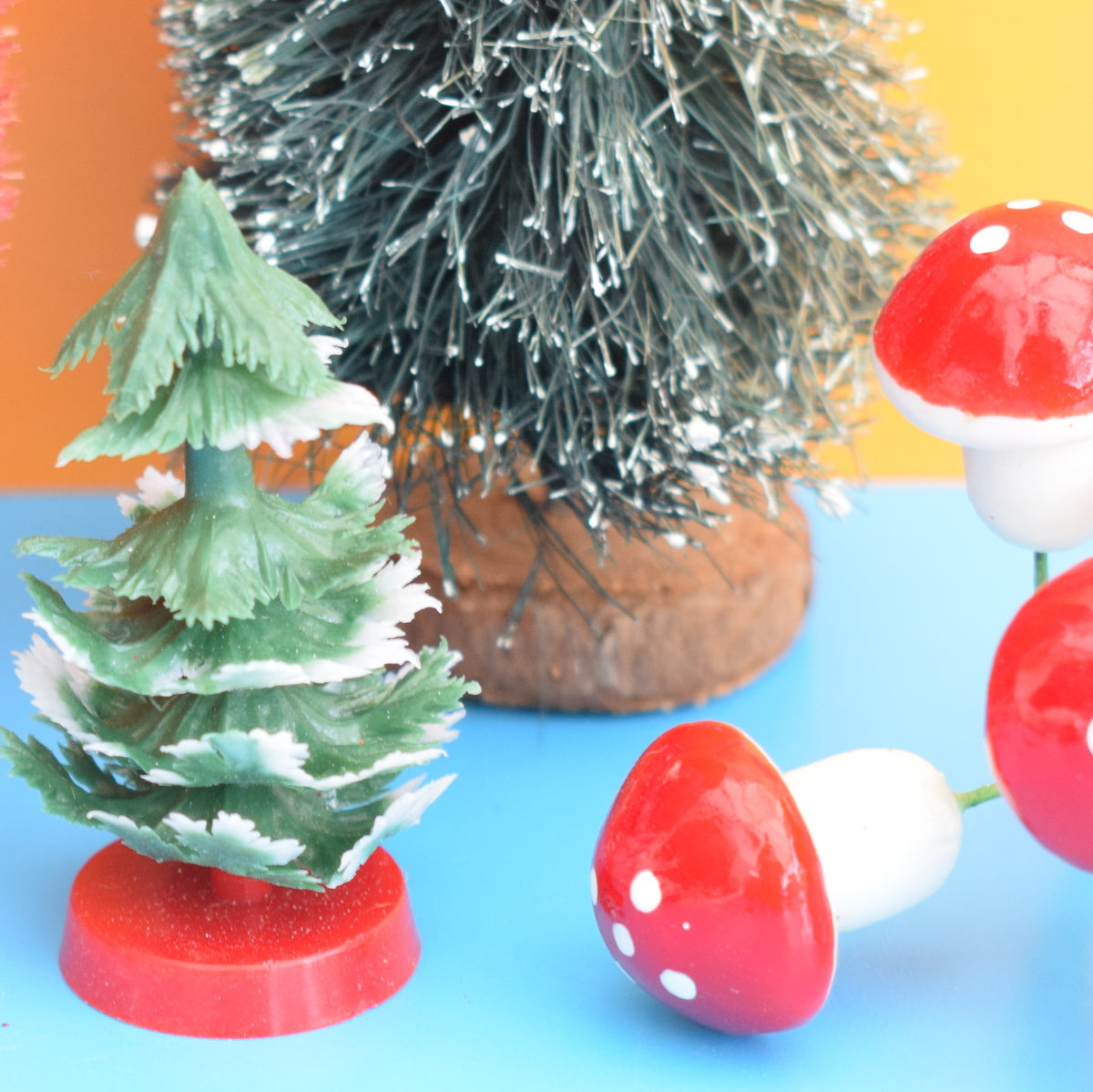 Vintage Brush Christmas Trees / Toadstool Forest