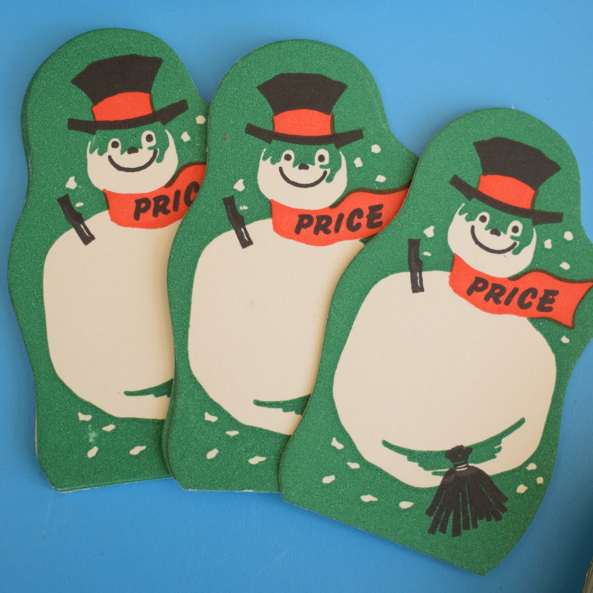 Vintage 1950s Festive Retail Tags - Snowman Price Tickets