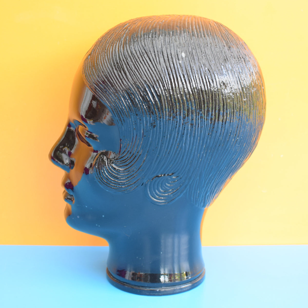 Vintage 1970s Glass Display Head - Shop Retail - Lady