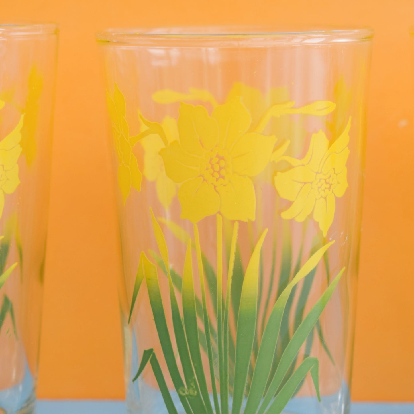 Vintage 1970s Drinking Glasses x4 - Daffy