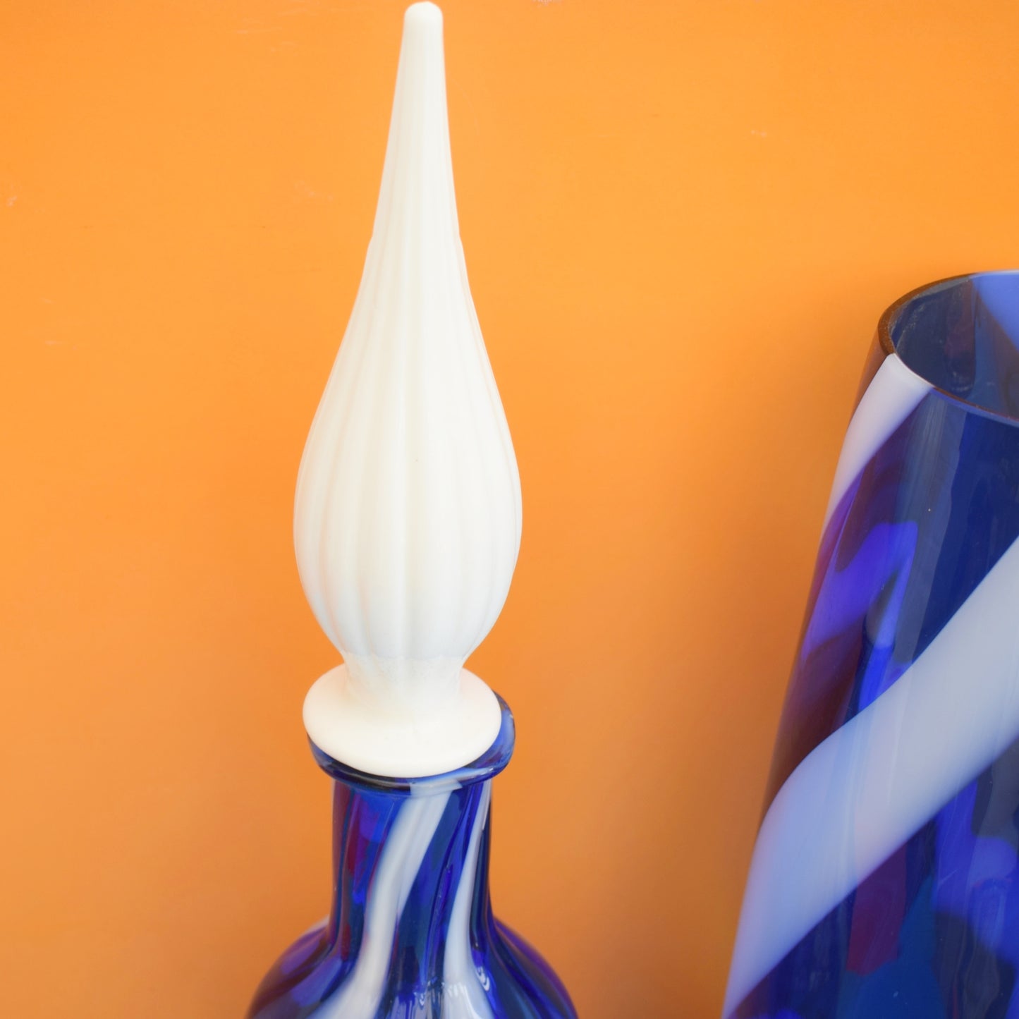 Vintage 1960s Italian Alrose Glass - Blue & White