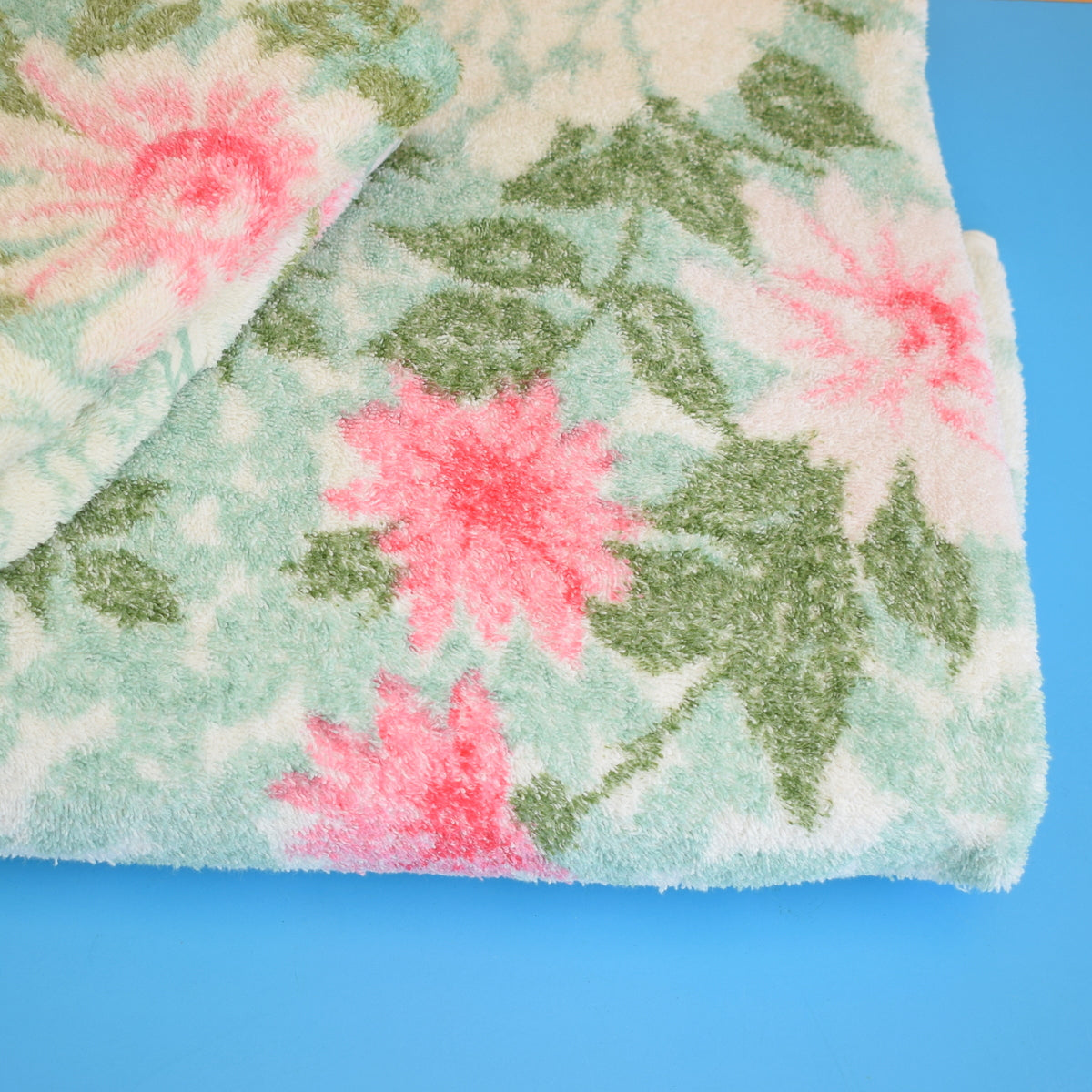 Vintage 1950s Cotton Towel Set - Pink Flowers